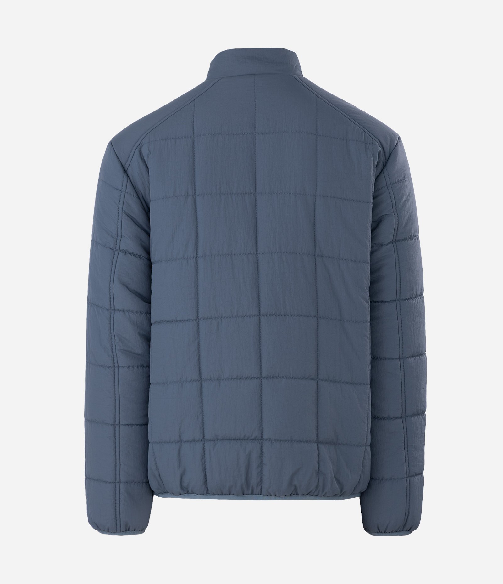 Jaqueta Acolchoada Esportiva com Textura Quadriculada e Zíper Frontal Azul 6