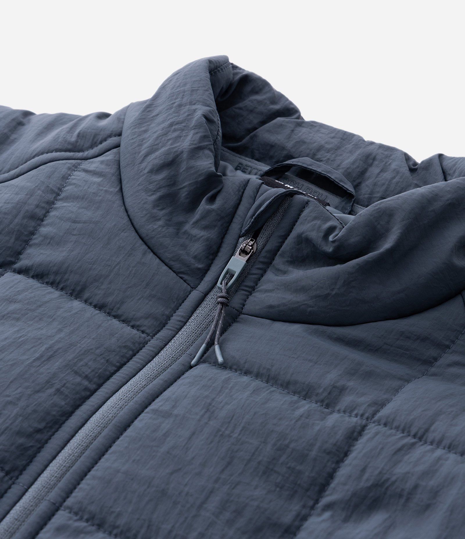 Jaqueta Acolchoada Esportiva com Textura Quadriculada e Zíper Frontal Azul 8