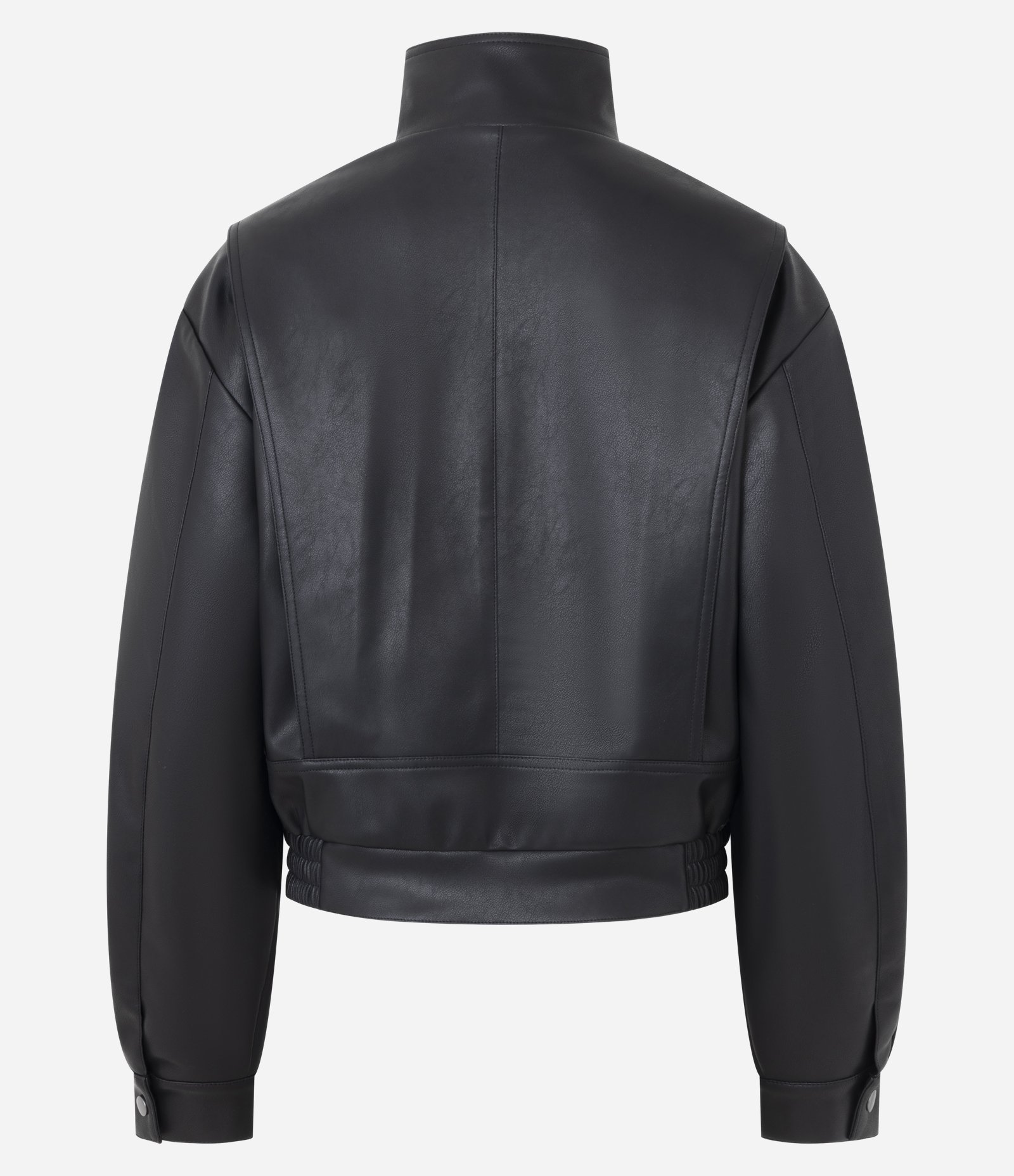 Jaqueta Bomber em PU com Ombro Deslocado Preto 2