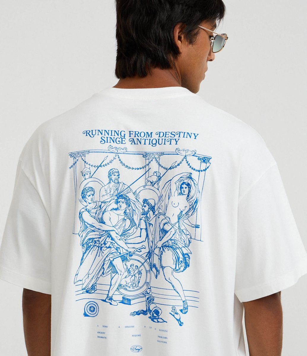 Camiseta Oversized em Algodão com Estampa Artsy Renacentista Branco