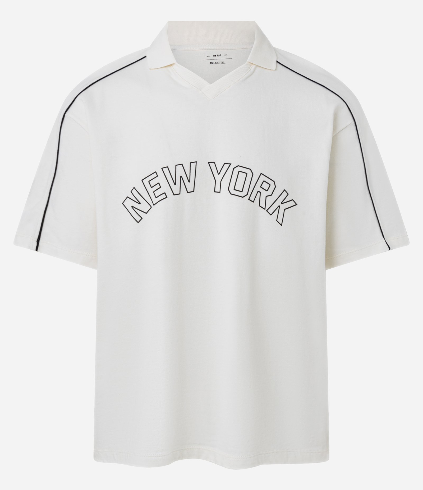 Camiseta Boxy em Algodão Texturizado com Listras e Estampa New York Branco 4