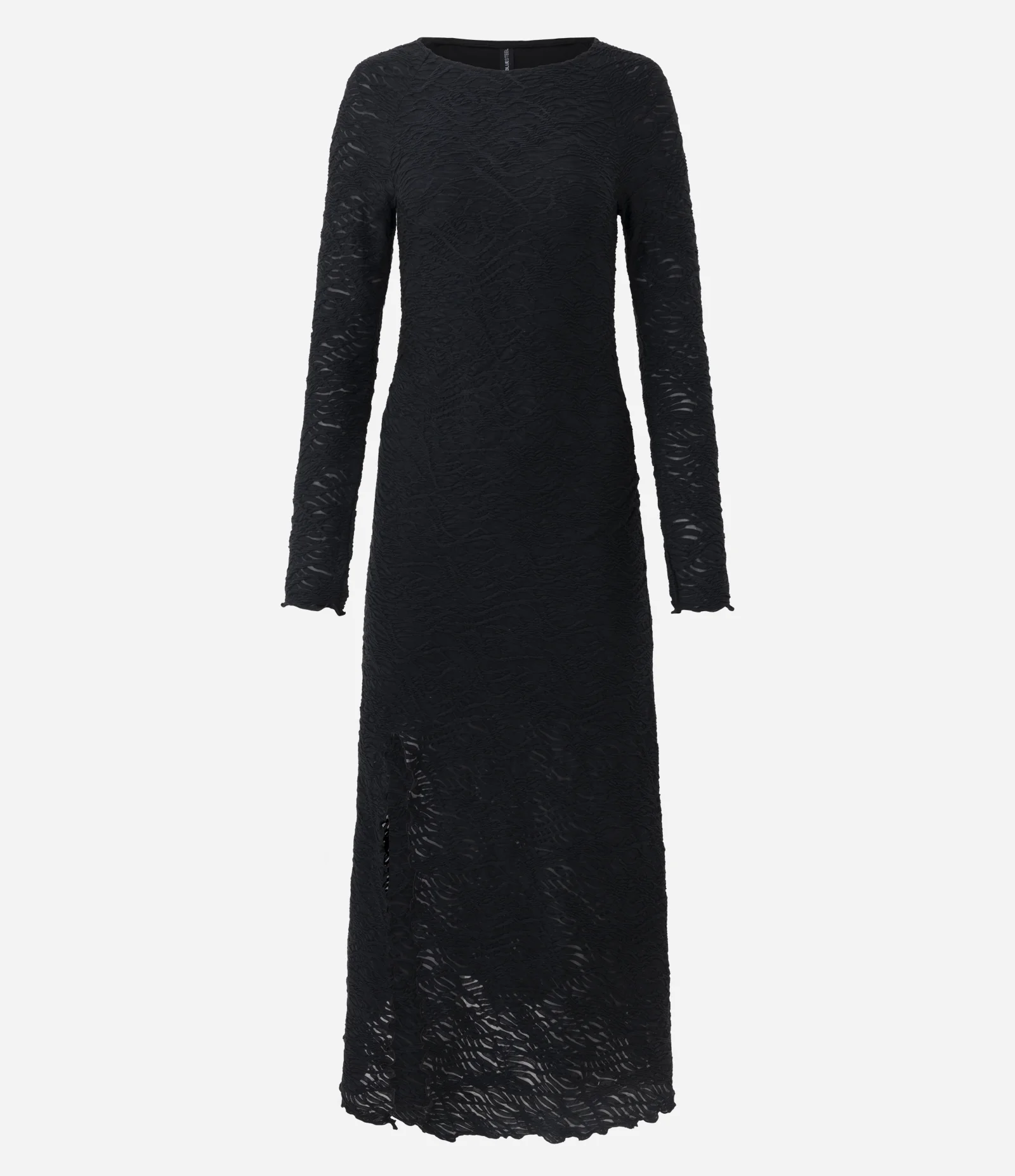 Vestido Longo Evasê Texturizado Preto 1