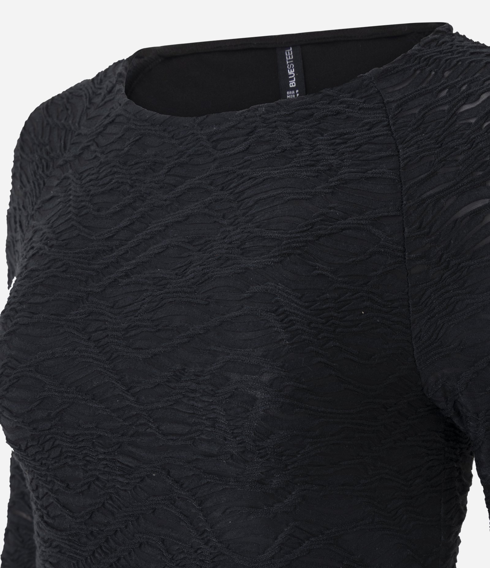 Vestido Longo Evasê Texturizado Preto 2