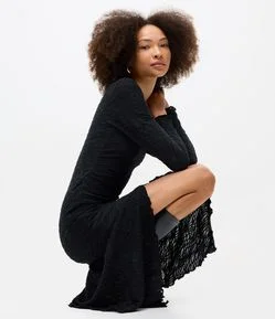 Vestido Longo Evasê Texturizado