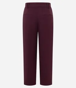 Calça Wide em Crepe com Passantes e Bolsos Traseiros