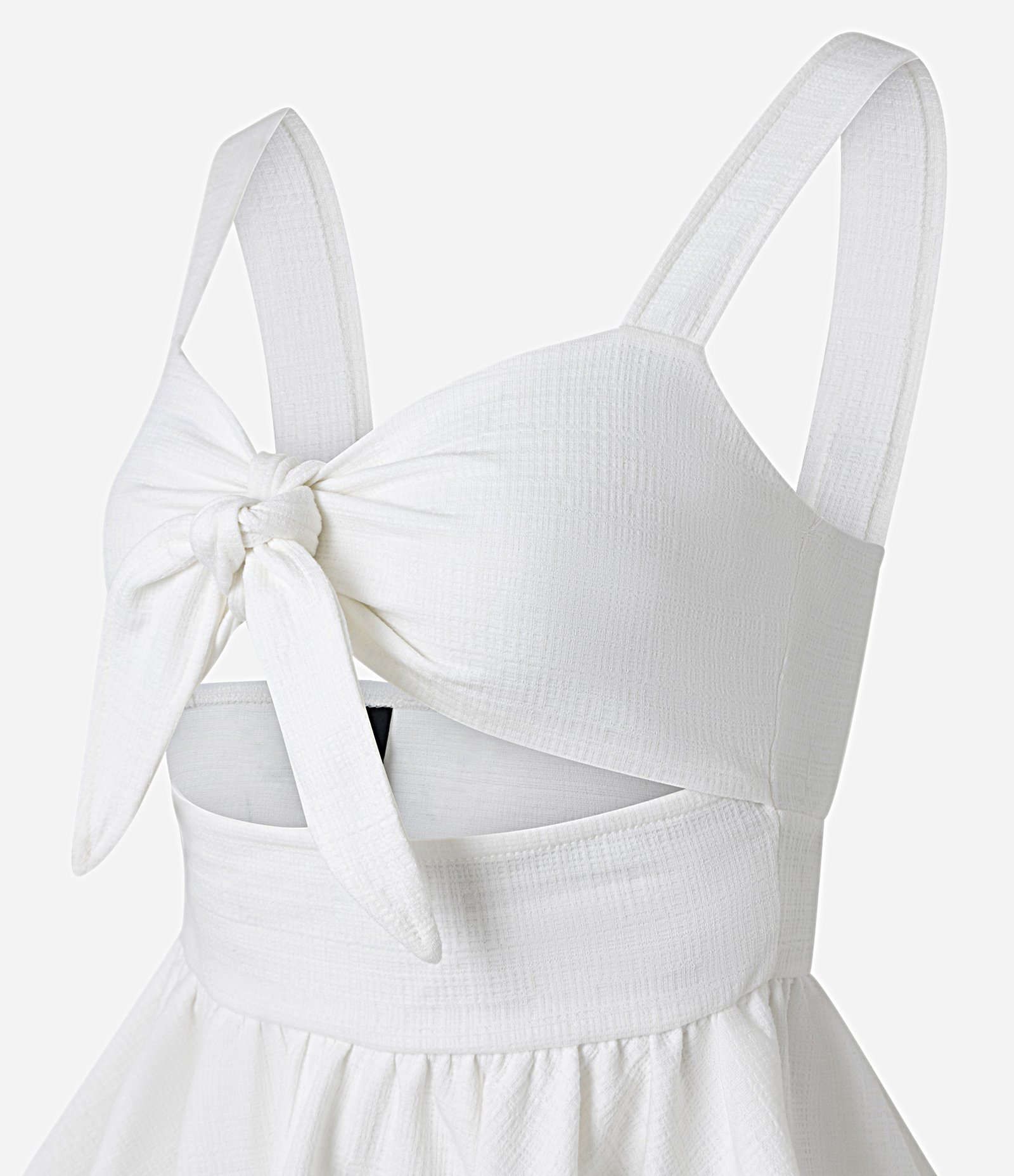 Blusa com Amarração no Decote e Recorte Branco 5