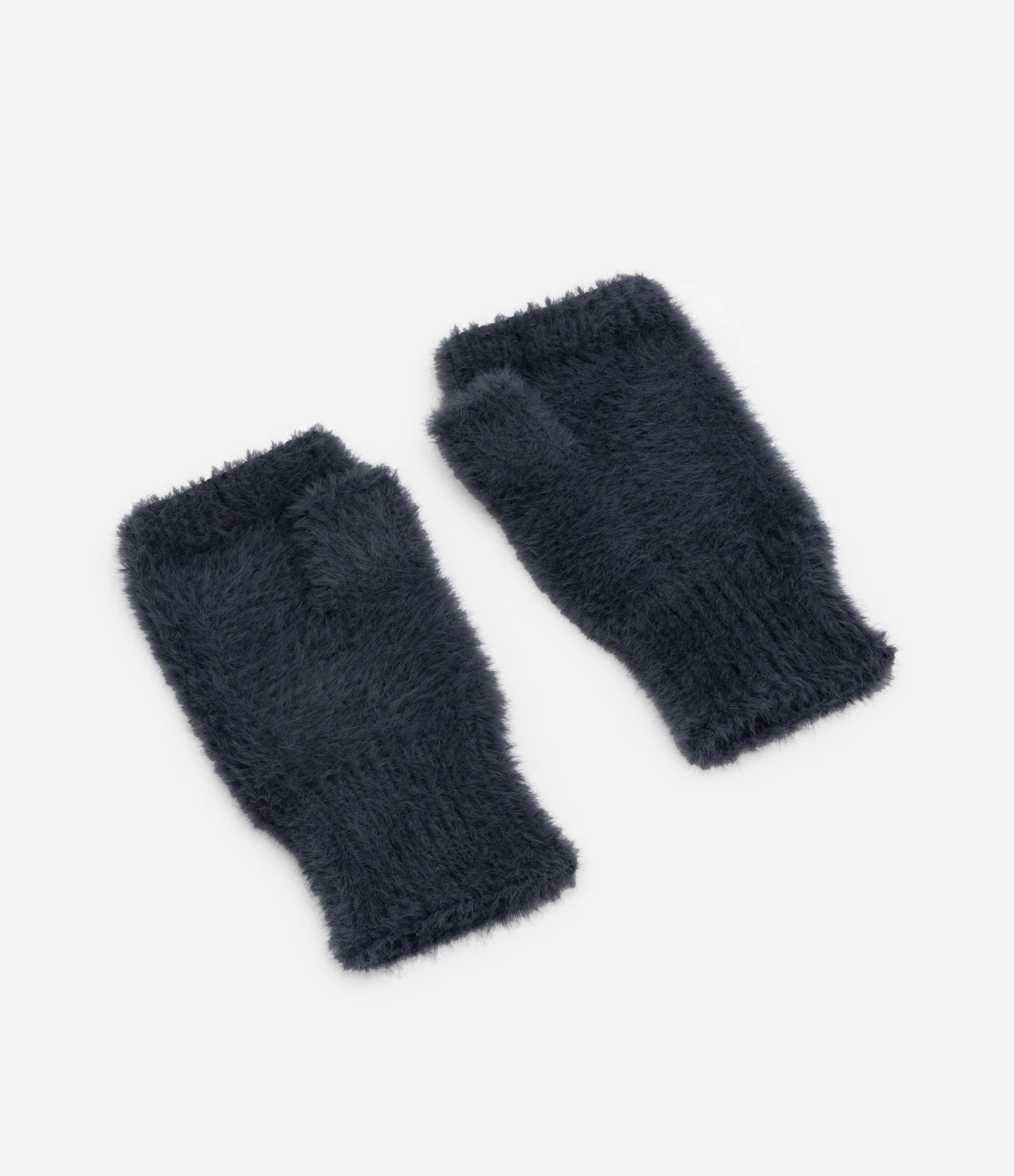 Luva em Tricô com Pelinhos Azul Marinho 2