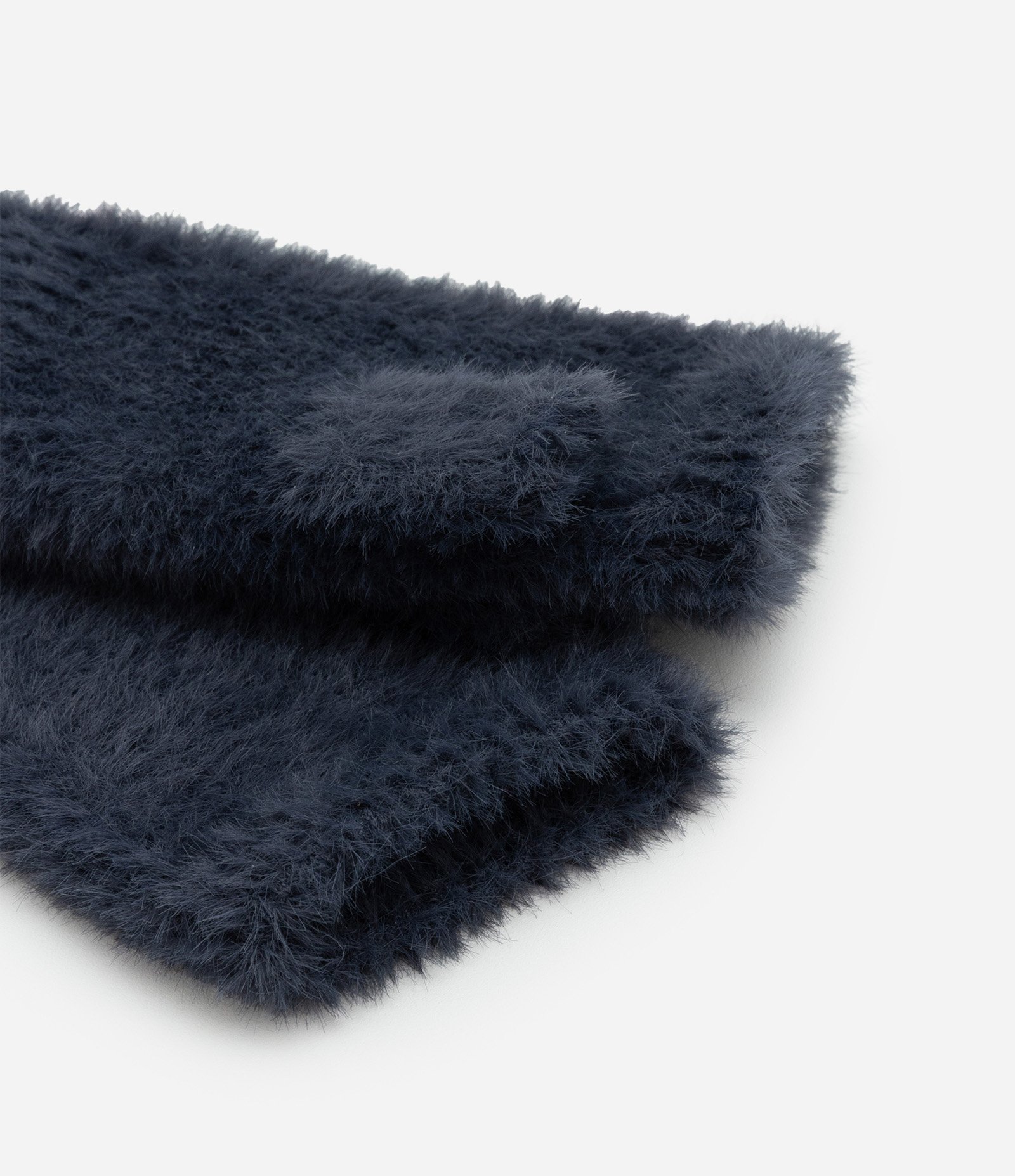 Luva em Tricô com Pelinhos Azul Marinho 4