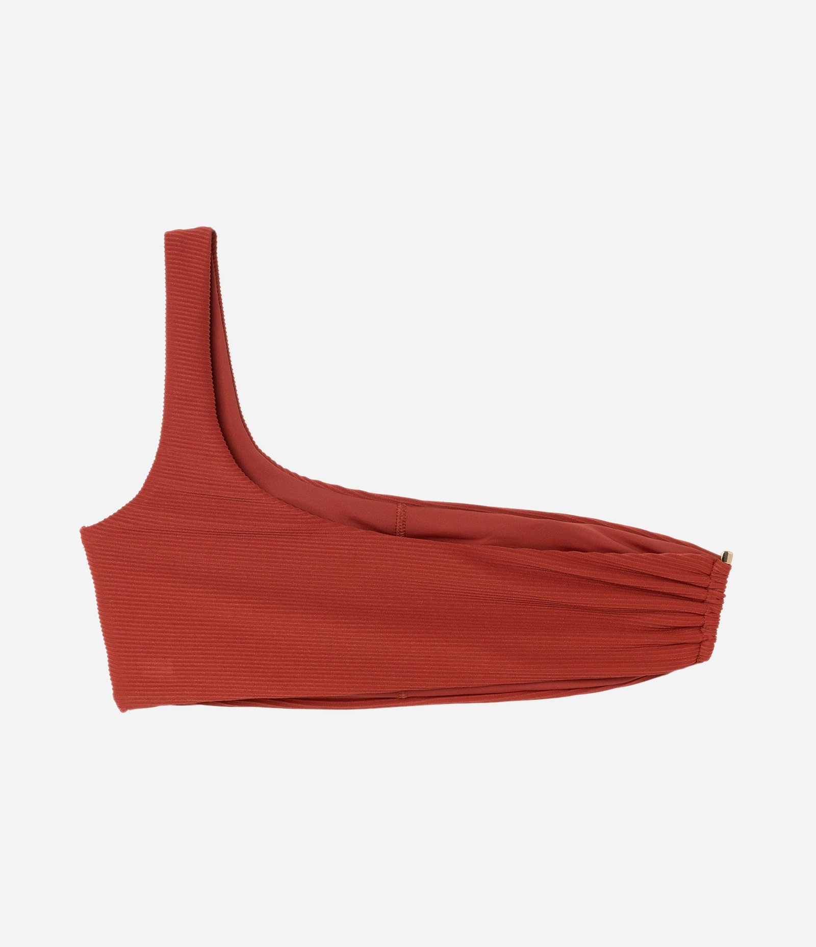 Biquíni Top Ombro Só Em Microfibra Texturizada
com Aviamento Lateral Vermelho 2