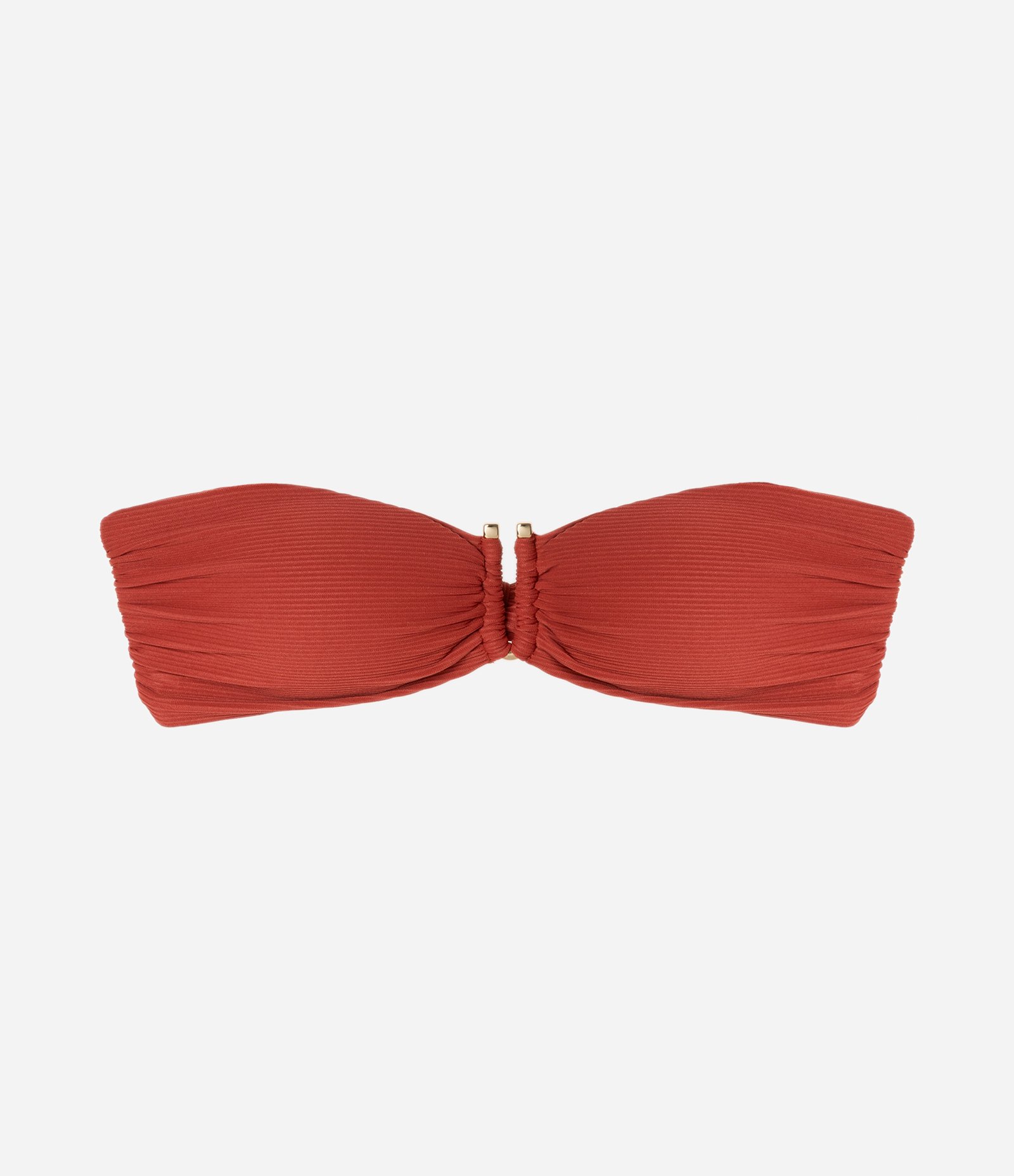 Biquíni Top Bandeau Em Microfibra Texturizada Com Aviamento Vermelho 2