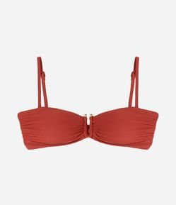 Biquíni Top Bandeau Em Microfibra Texturizada Com Aviamento