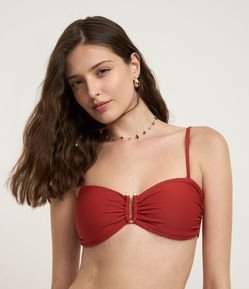 Biquíni Top Bandeau Em Microfibra Texturizada Com Aviamento
