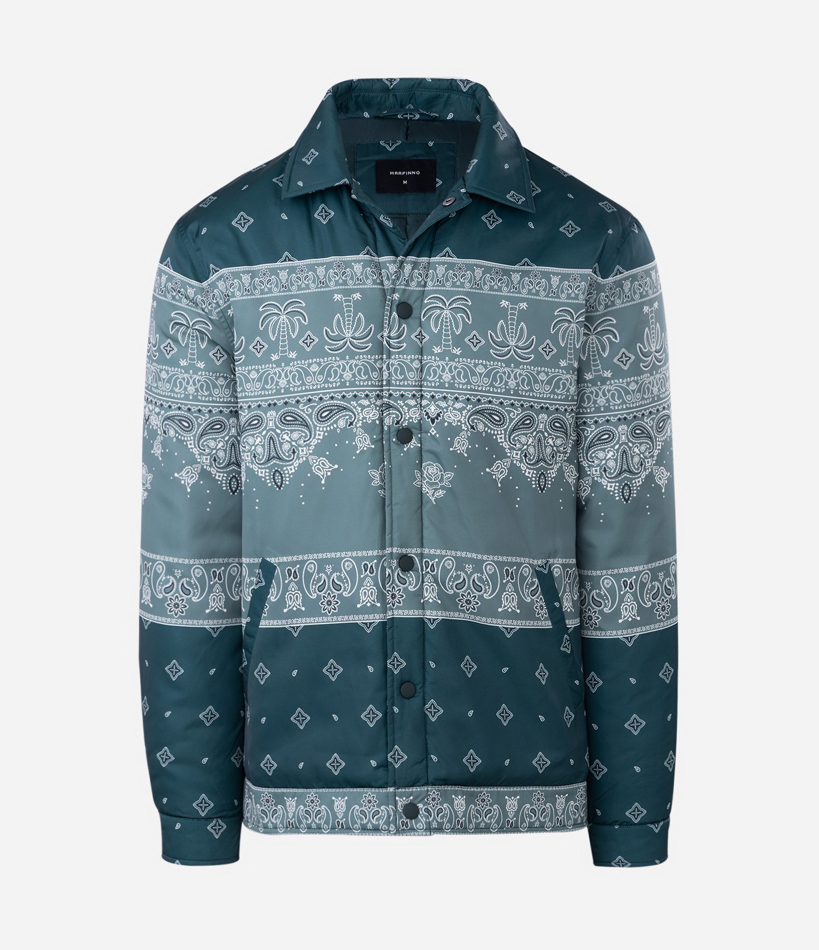 Jaqueta com Estampa Paisley e Bolsos Verde Petróleo 6