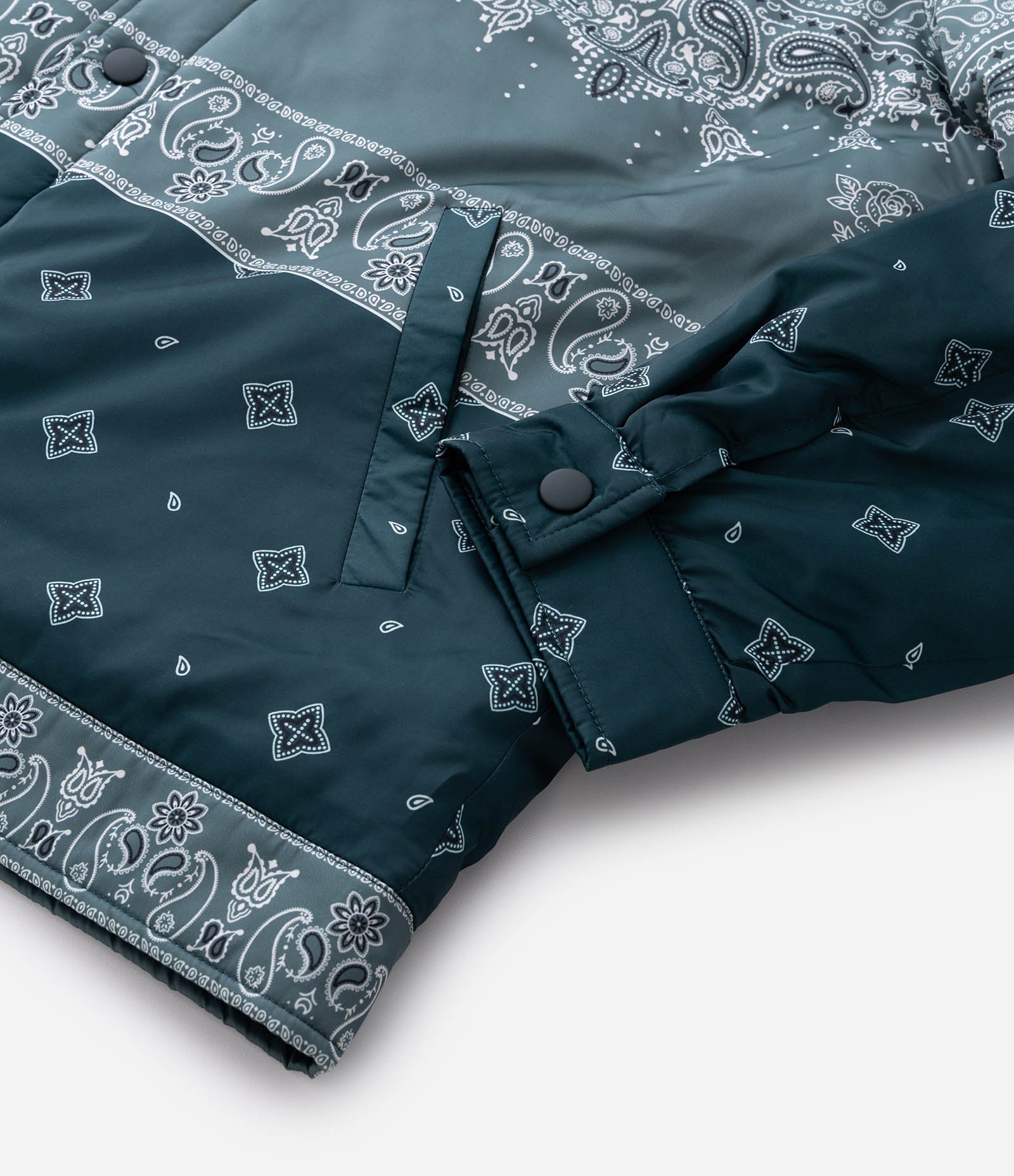 Jaqueta com Estampa Paisley e Bolsos Verde Petróleo 9