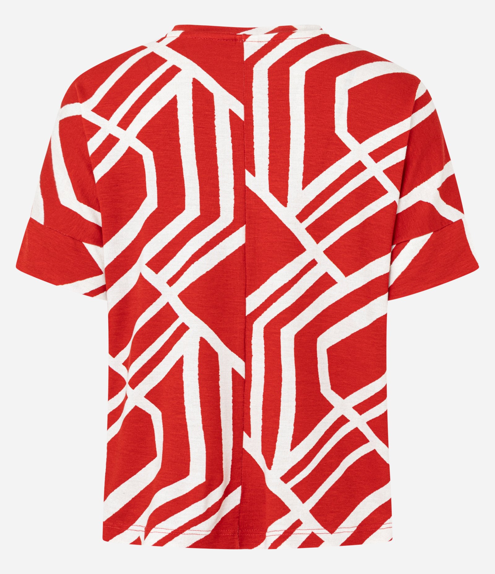 Blusa em Viscolycra com Gola Redonda e Estampa Geométrica Vermelho 2