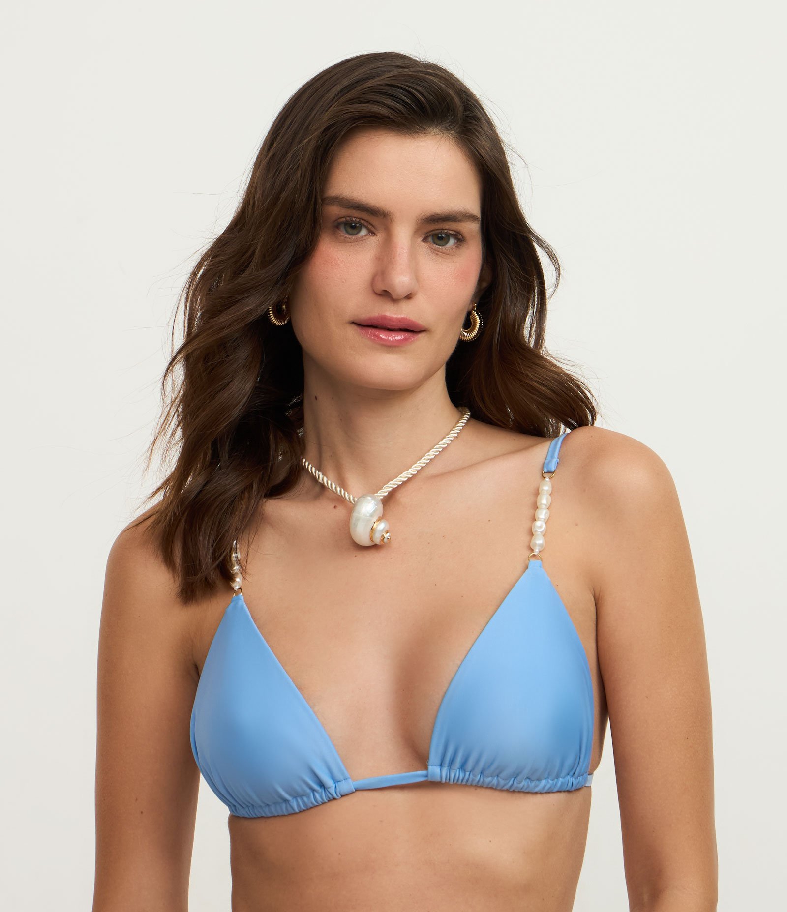 Biquíni Top Cortininha com Aviamento de Pérolas nas Alças Azul 1