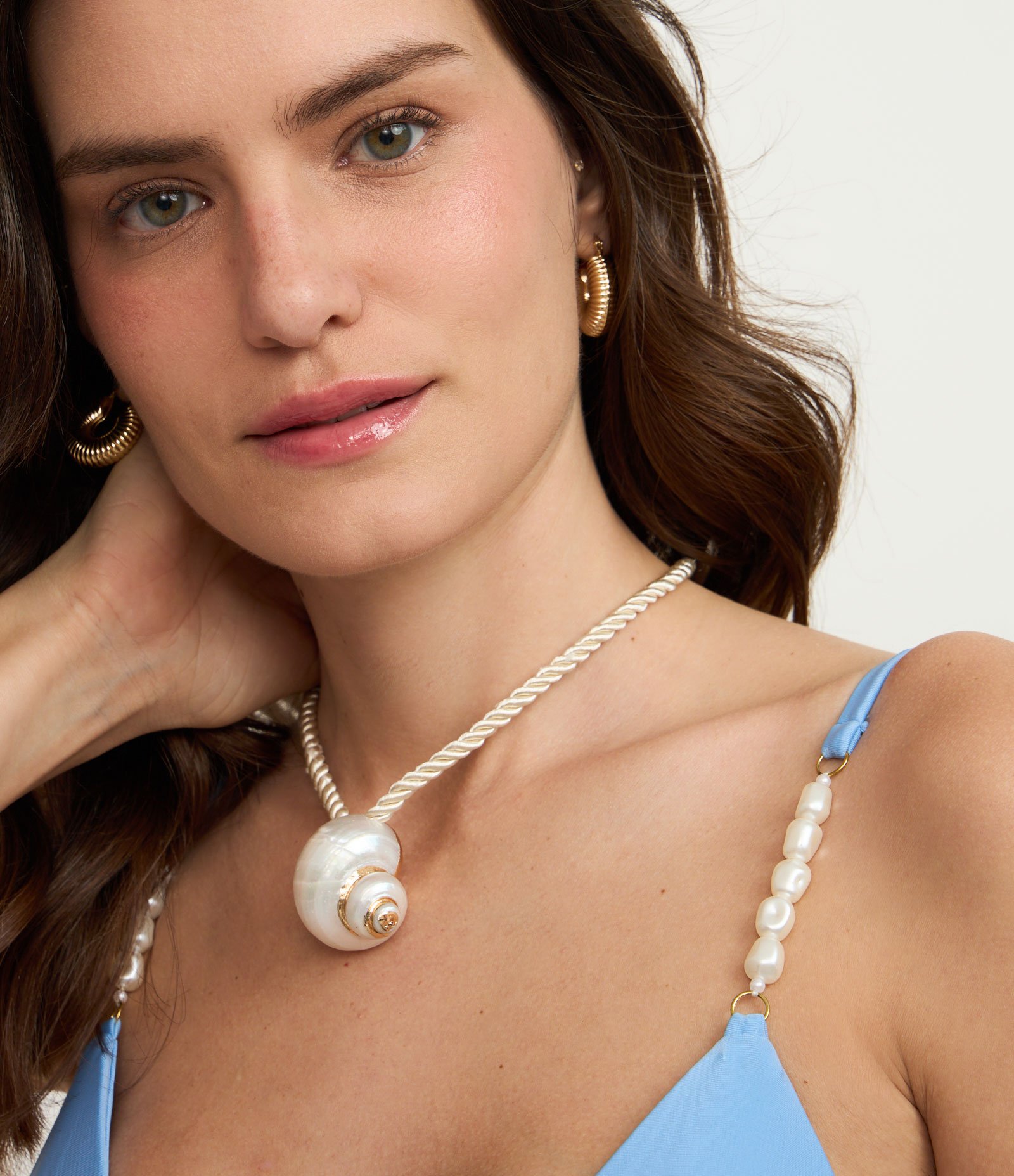 Biquíni Top Cortininha com Aviamento de Pérolas nas Alças Azul 3