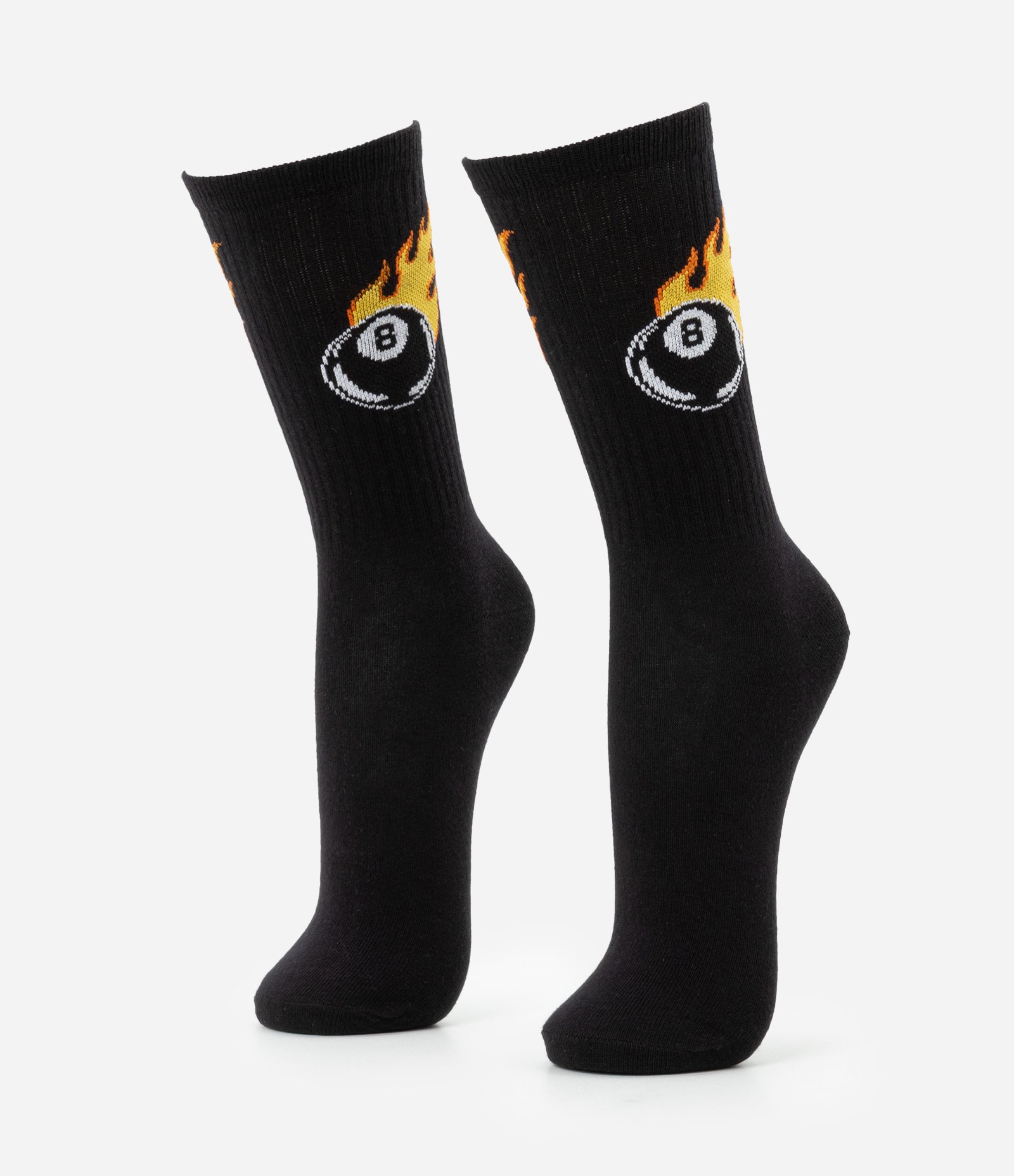 Meia Cano Alto em Algodão com Estampa Bola Oito Preto 1