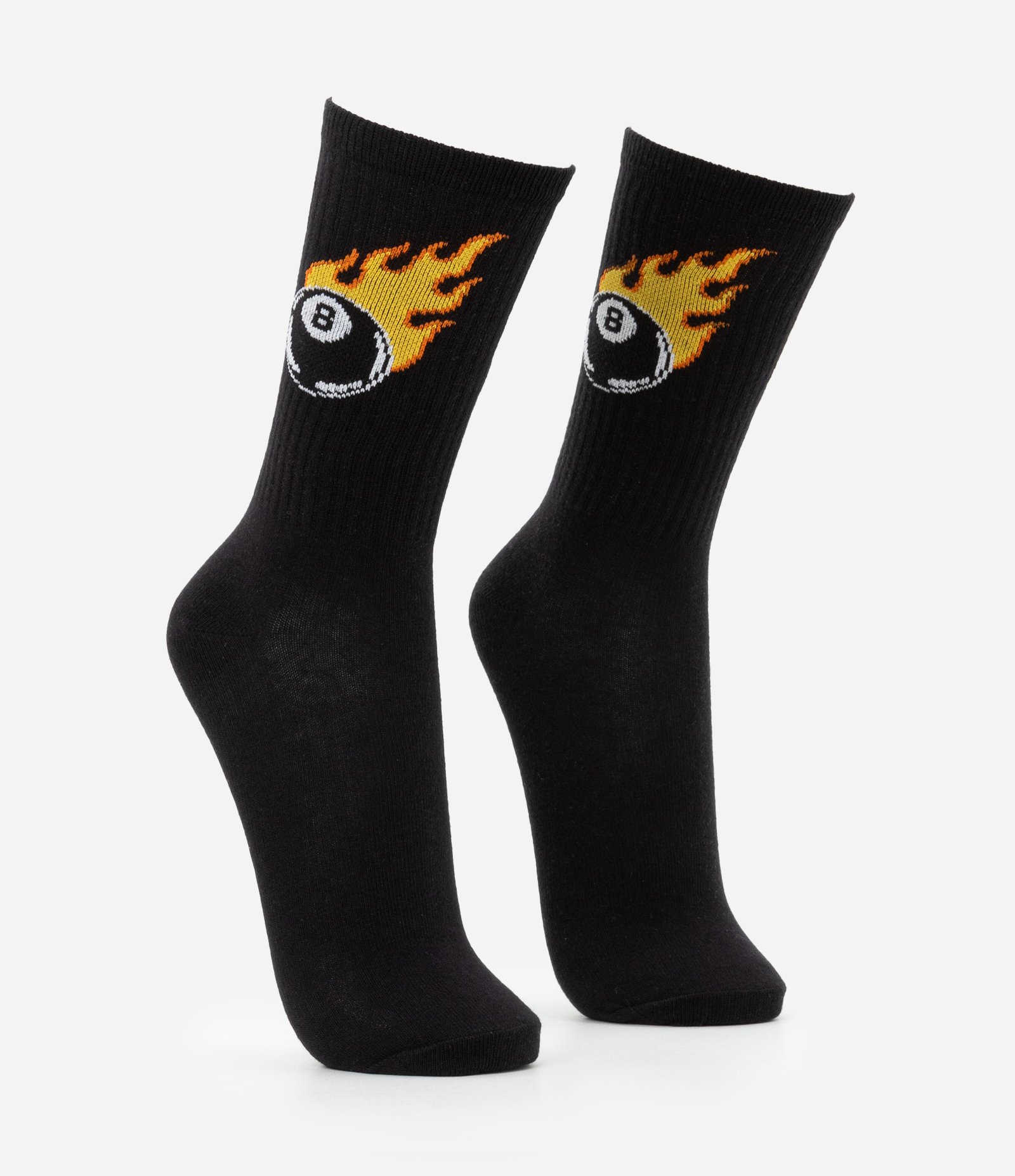 Meia Cano Alto em Algodão com Estampa Bola Oito Preto 2