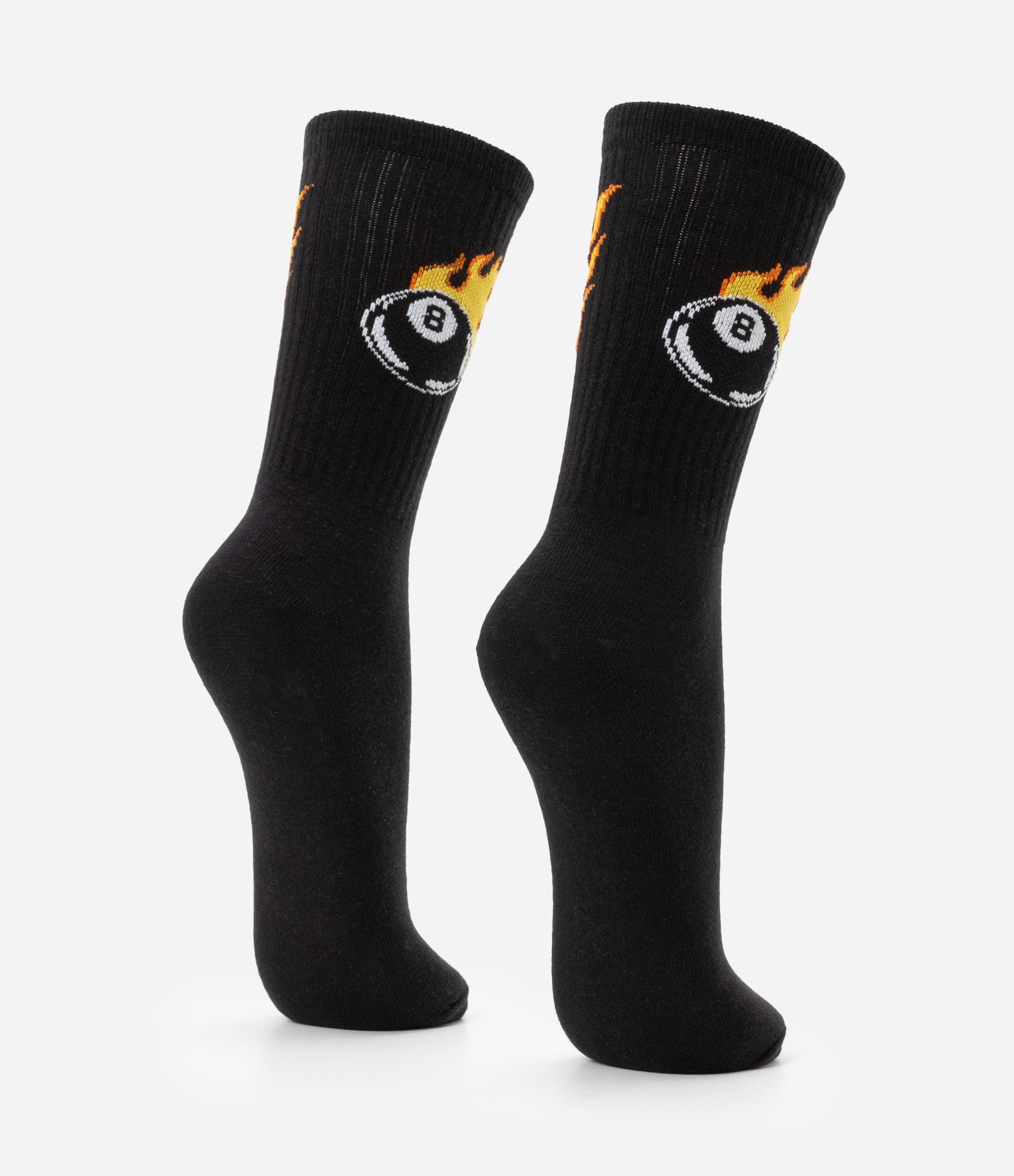 Meia Cano Alto em Algodão com Estampa Bola Oito Preto 3