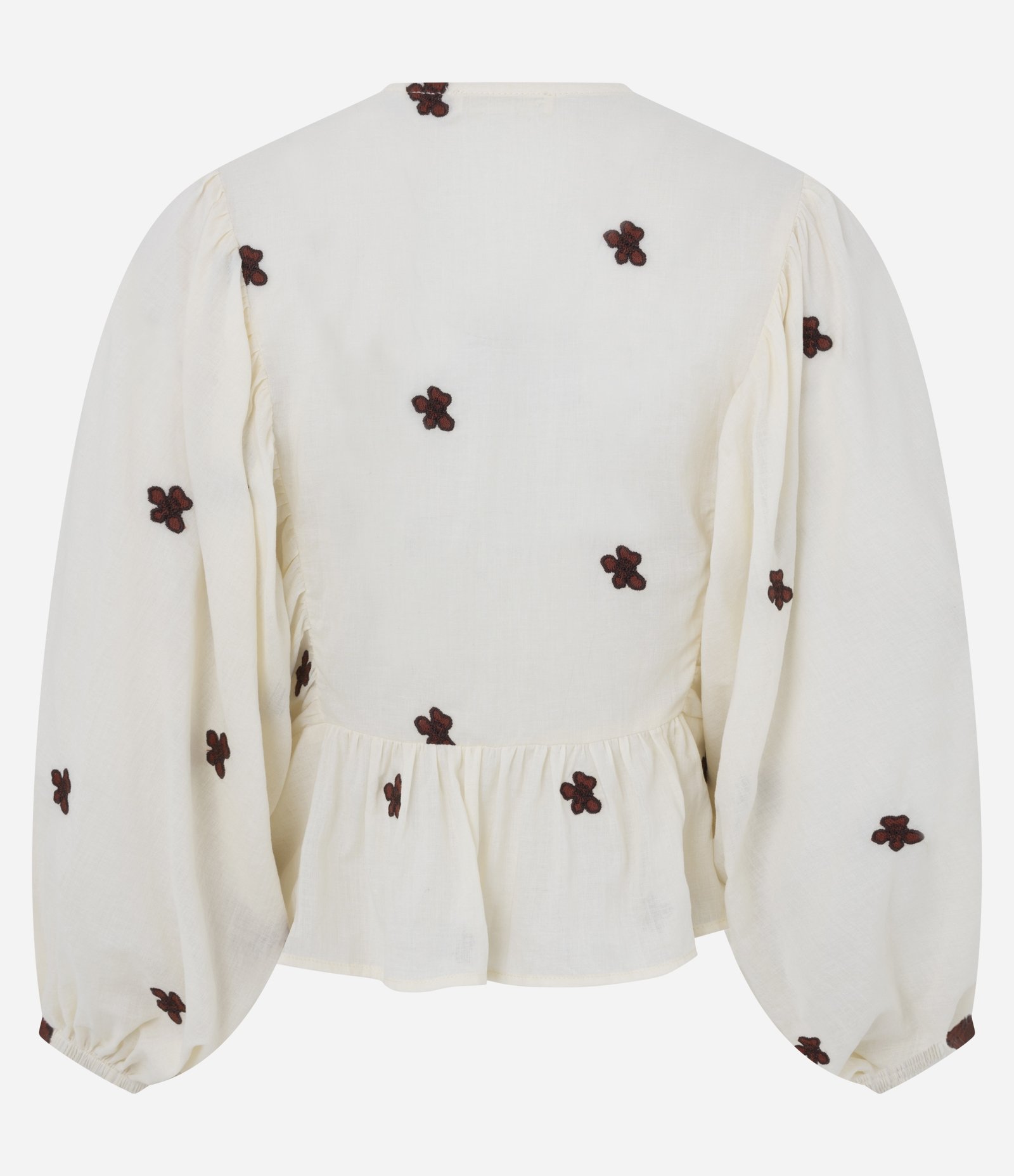 Blusa em Algodão com Bordado Floral e Amarração no Decote Bege 7