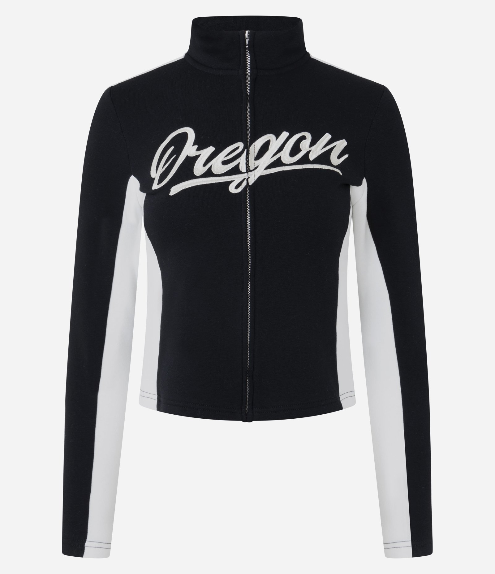 Jaqueta Biker em Moletom com Lettering Oregon Preto 5