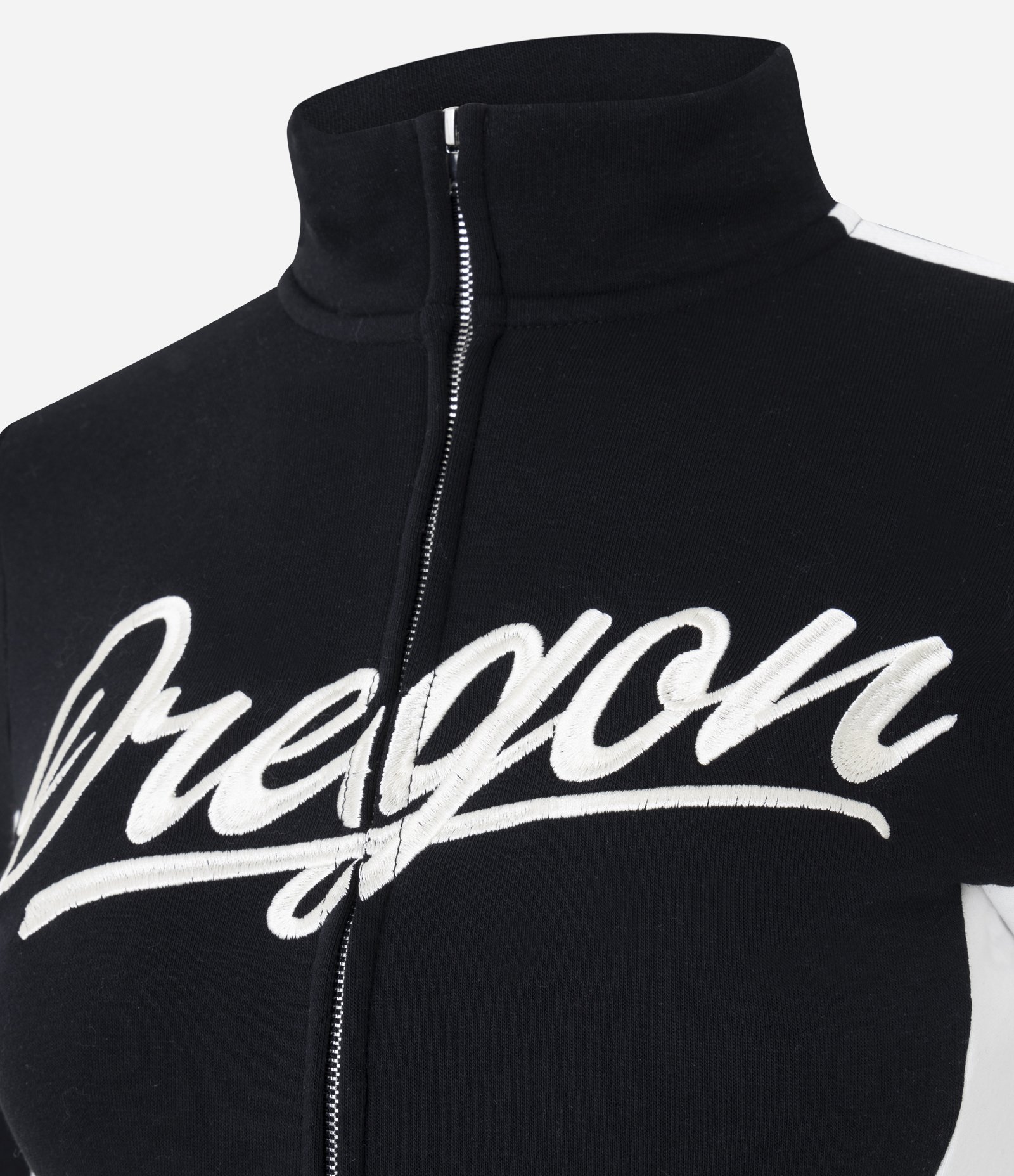 Jaqueta Biker em Moletom com Lettering Oregon Preto 6