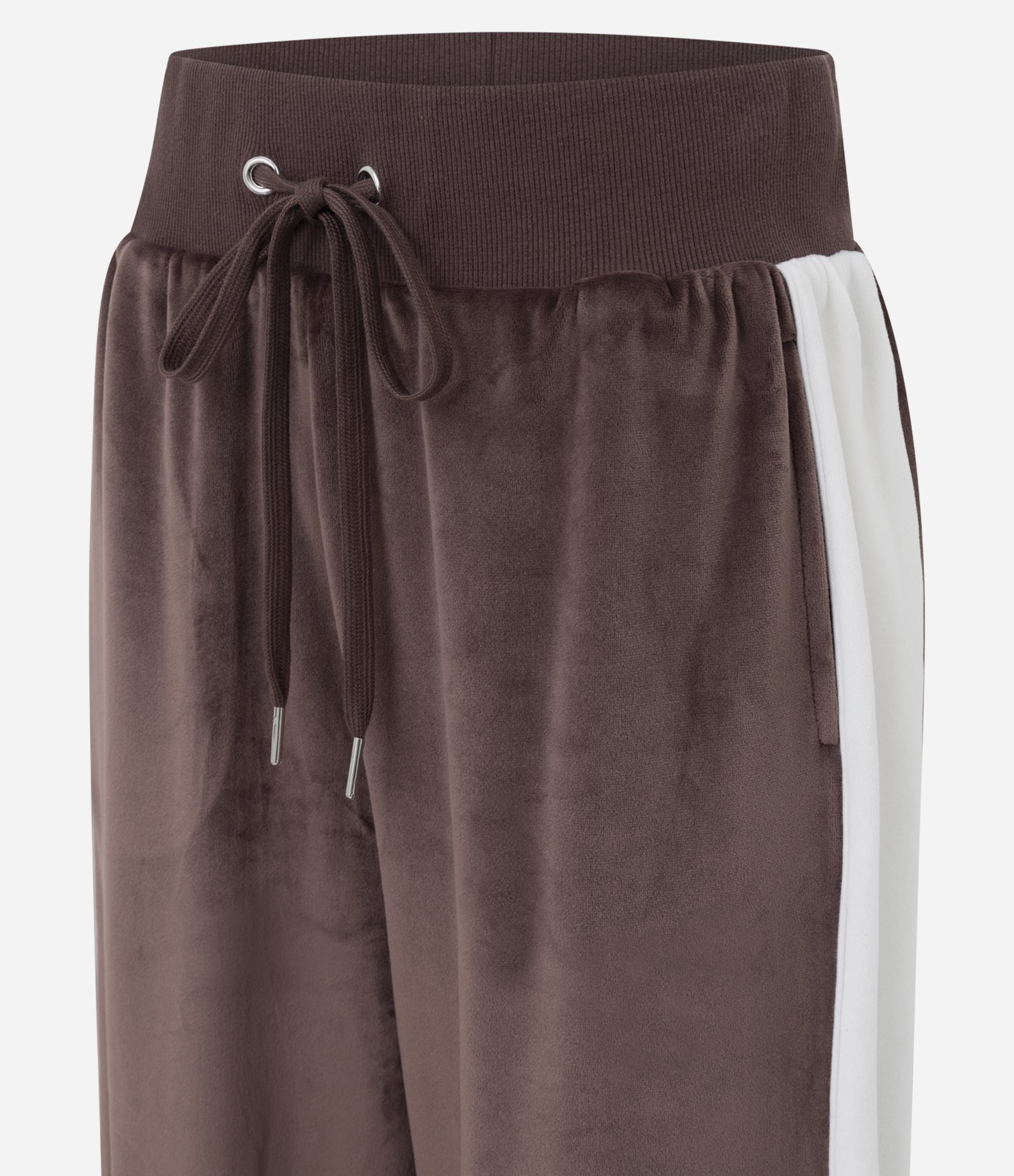 Calça Wide Leg em com Amarração no Cós e Listra Lateral Marrom 6