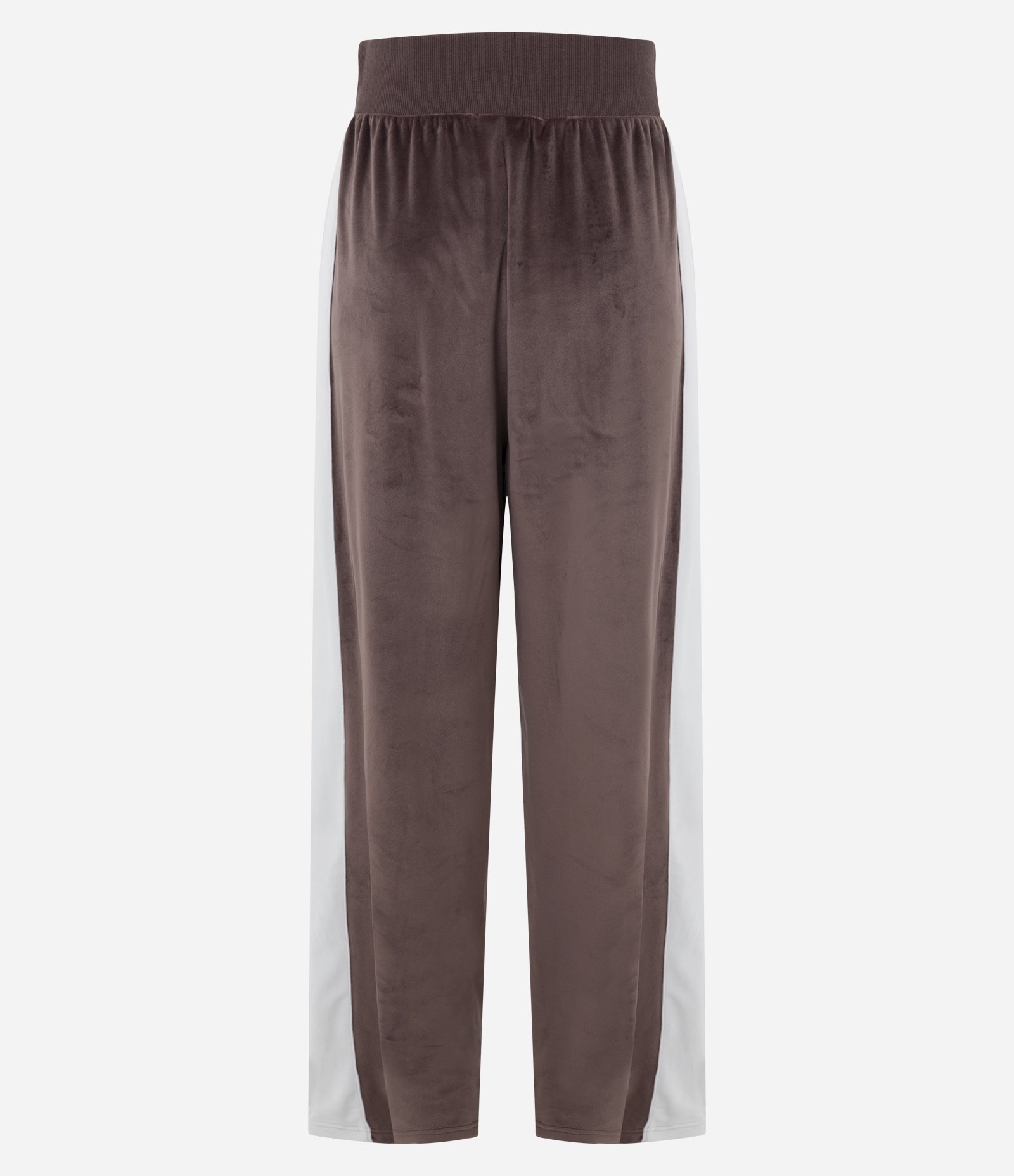 Calça Wide Leg em com Amarração no Cós e Listra Lateral Marrom 7