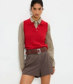 Short Alfaiatado em Tweed com Cinto