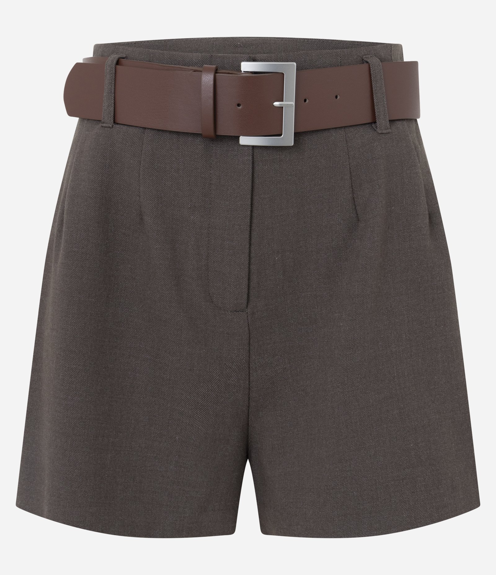 Short Alfaiatado em Tweed com Cinto Marrom 1