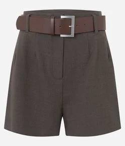 Short Alfaiatado em Tweed com Cinto