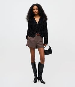 Short Alfaiatado em Tweed com Cinto