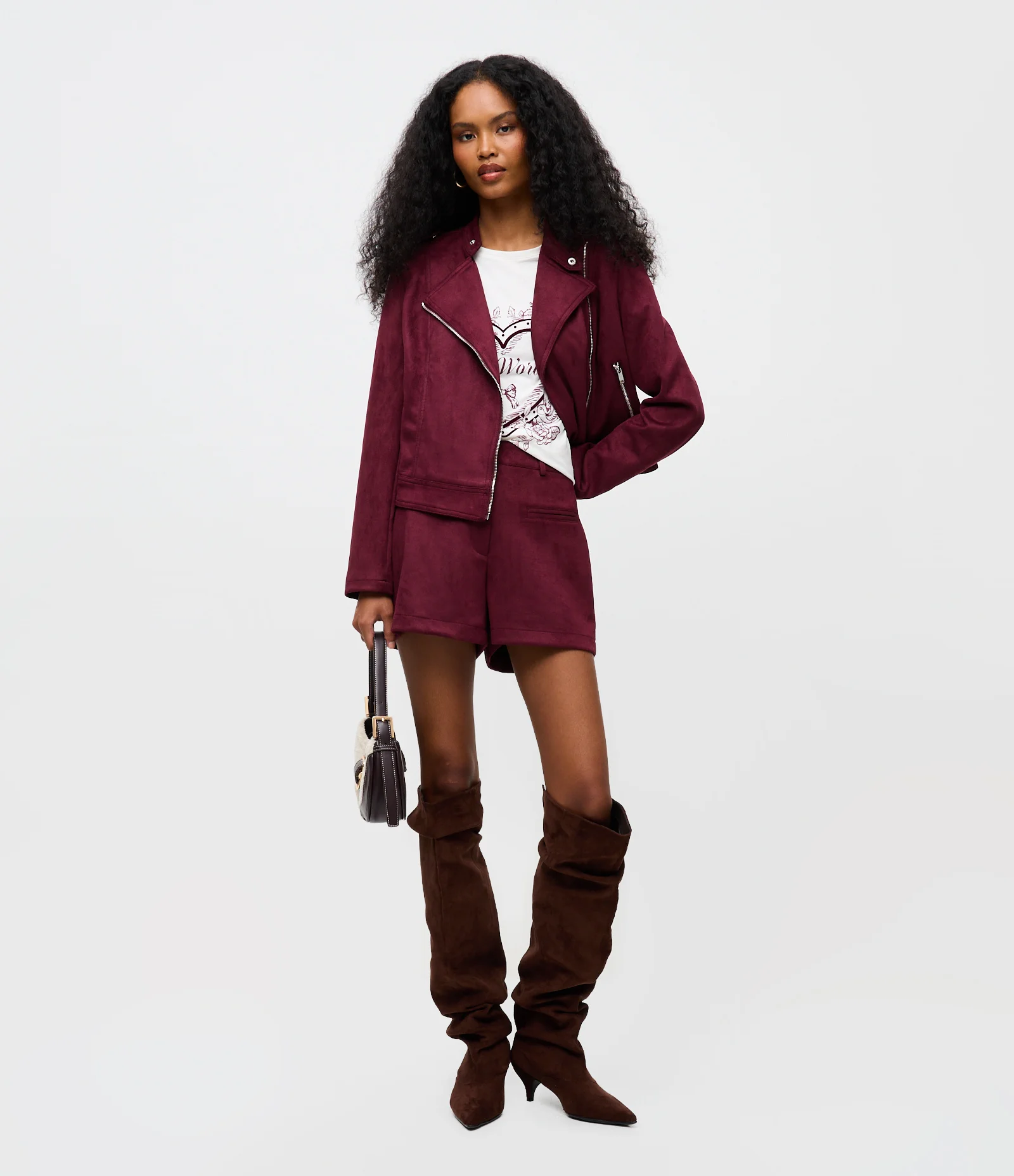 Short em Suede Cintura Alta com Passantes Vermelho 1