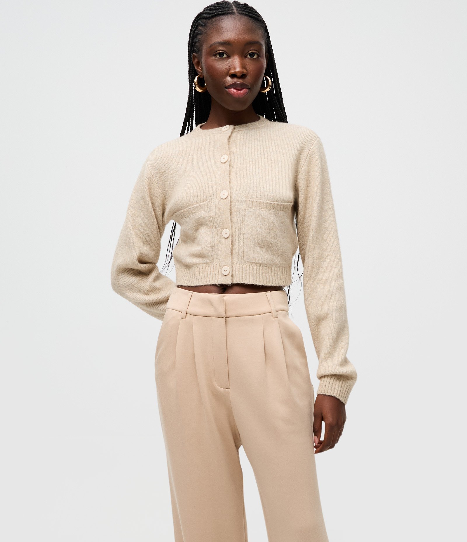 Calça Wide Leg com Bolso Faca Bege 2