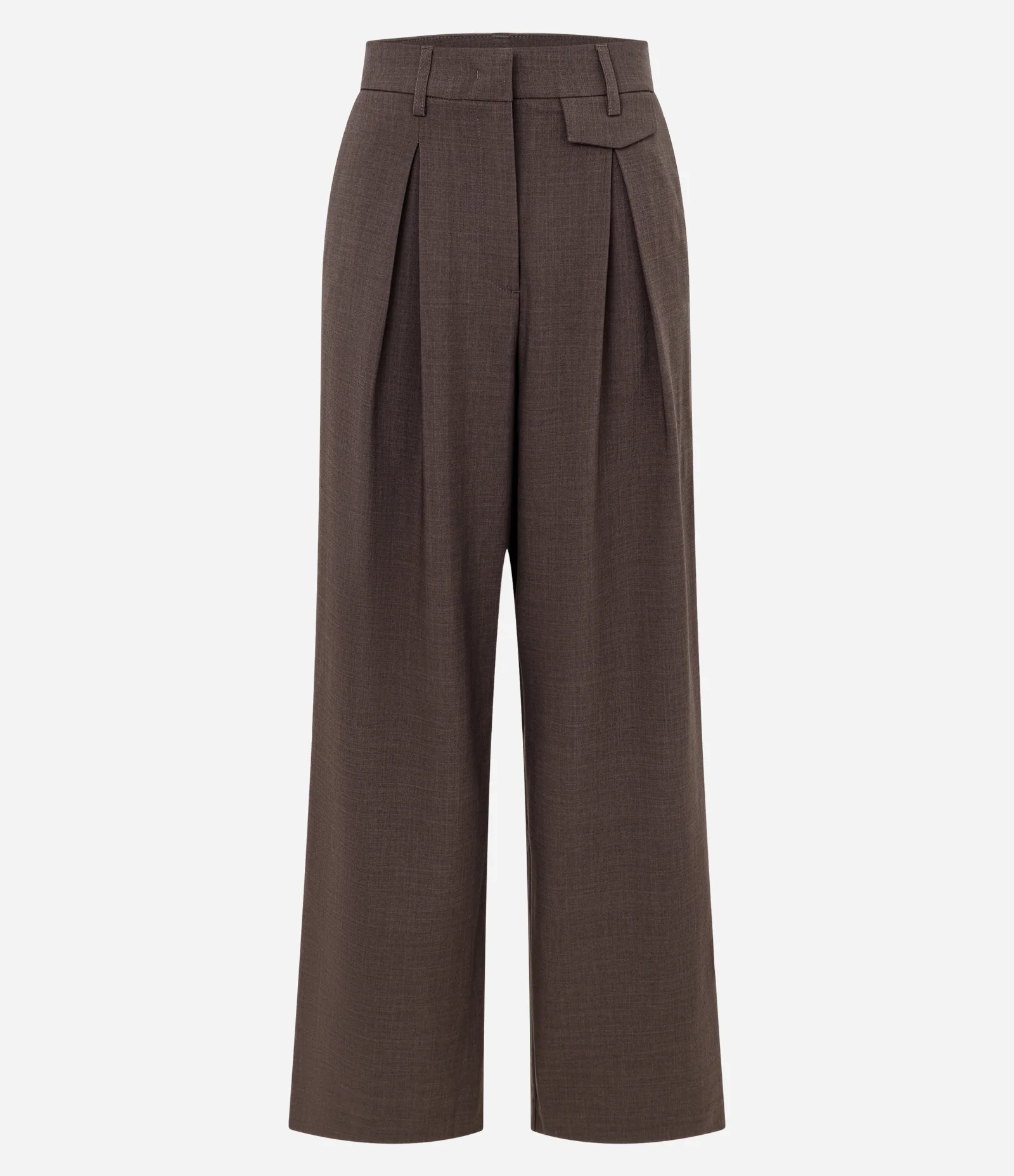 Calça Reta Alfaiatada com Bolsos Frontais Marrom 1