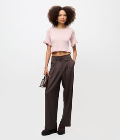 Calça Reta Alfaiatada com Bolsos Frontais