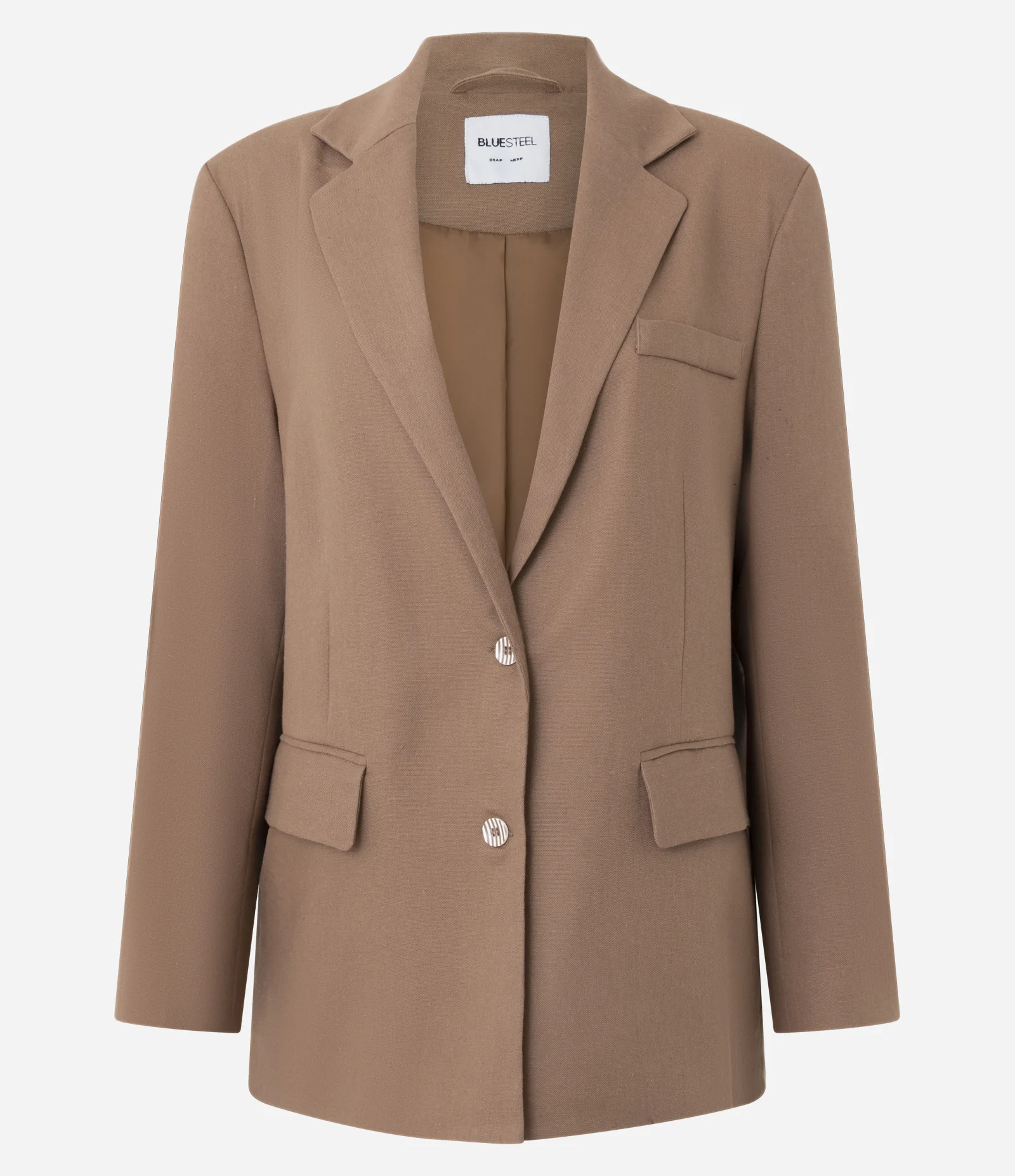 Blazer Alfaiatado em Viscolinho com Botões Frontais Bege 5