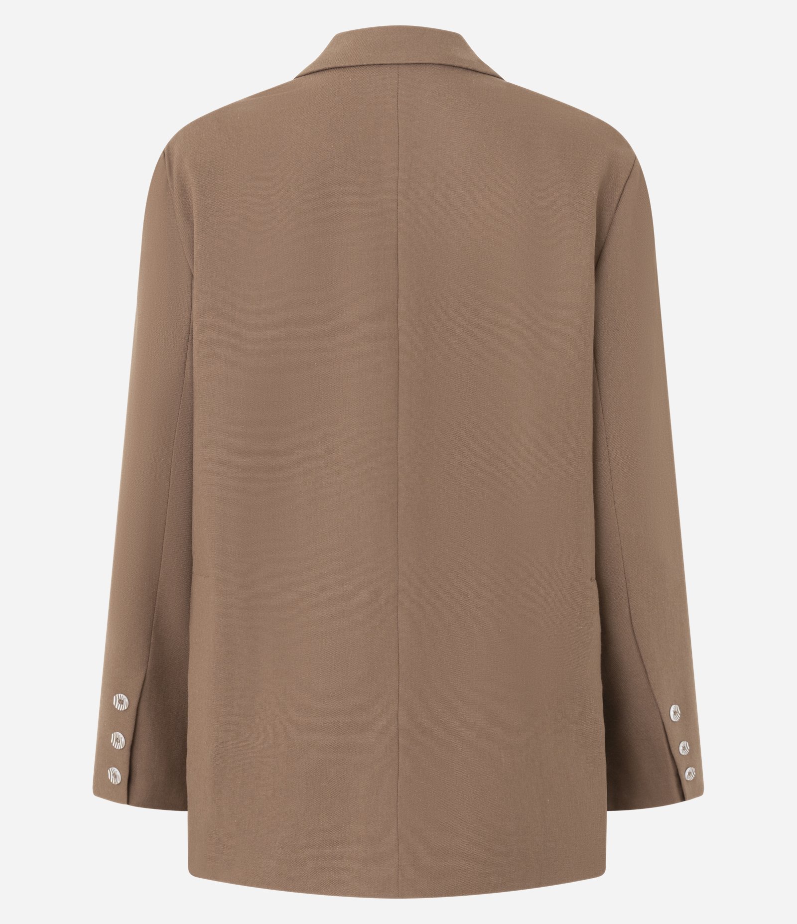 Blazer Alfaiatado em Viscolinho com Botões Frontais Bege 6