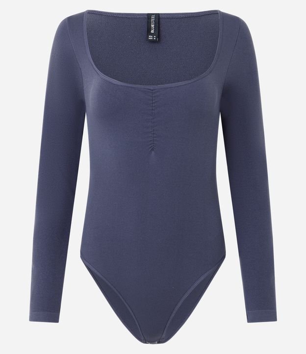 Body Manga Longa com Decote Coração e Detalhe no Busto