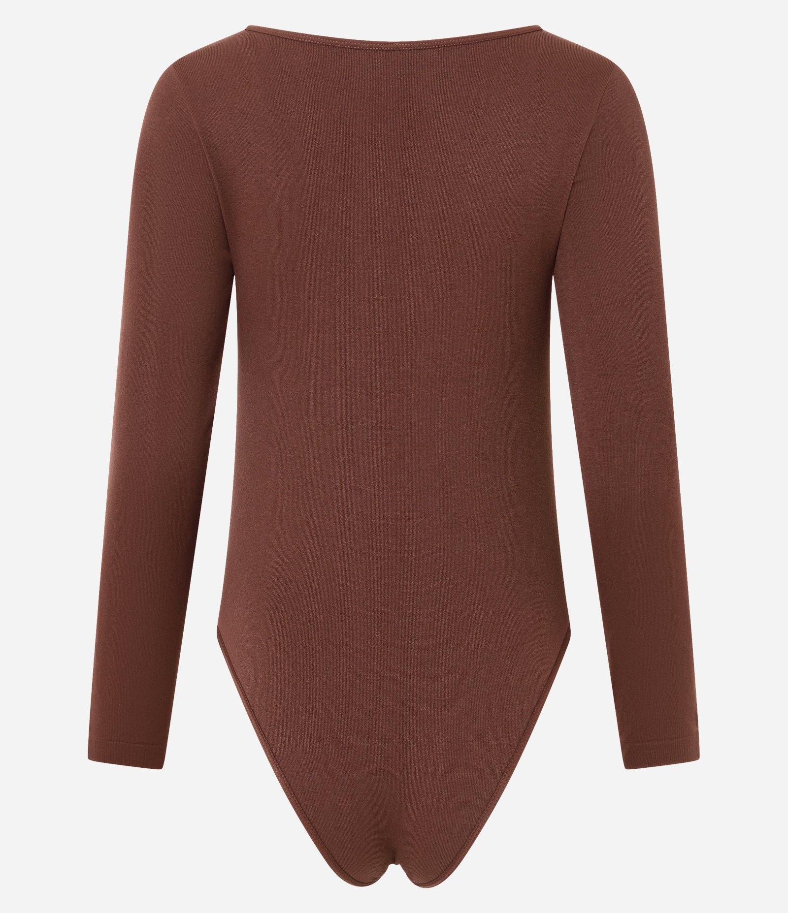 Body Manga Longa com Decote Coração e Detalhe no Busto Marrom 3