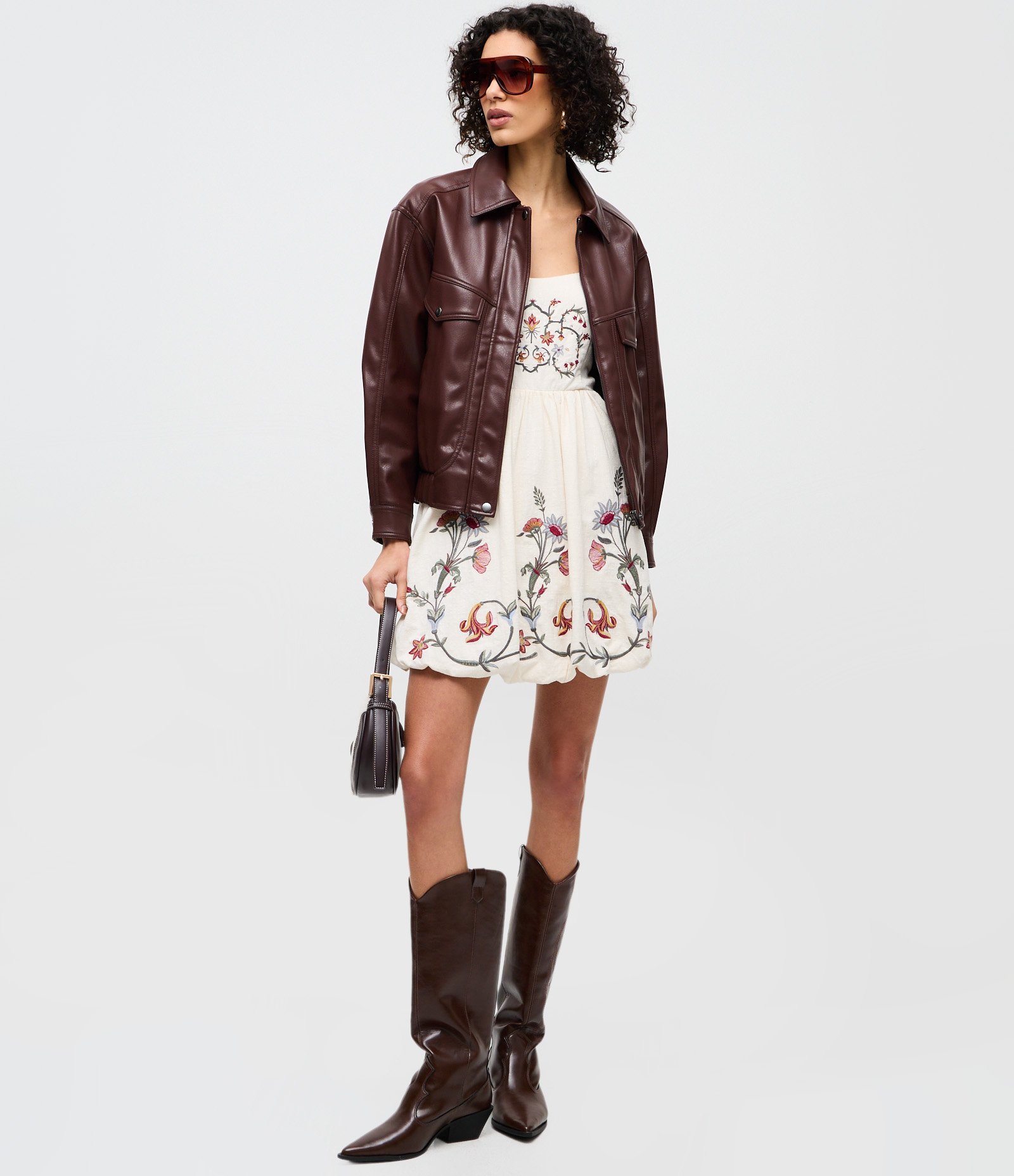 Jaqueta Bomber em PU com Bolsos Frontais Marrom 2