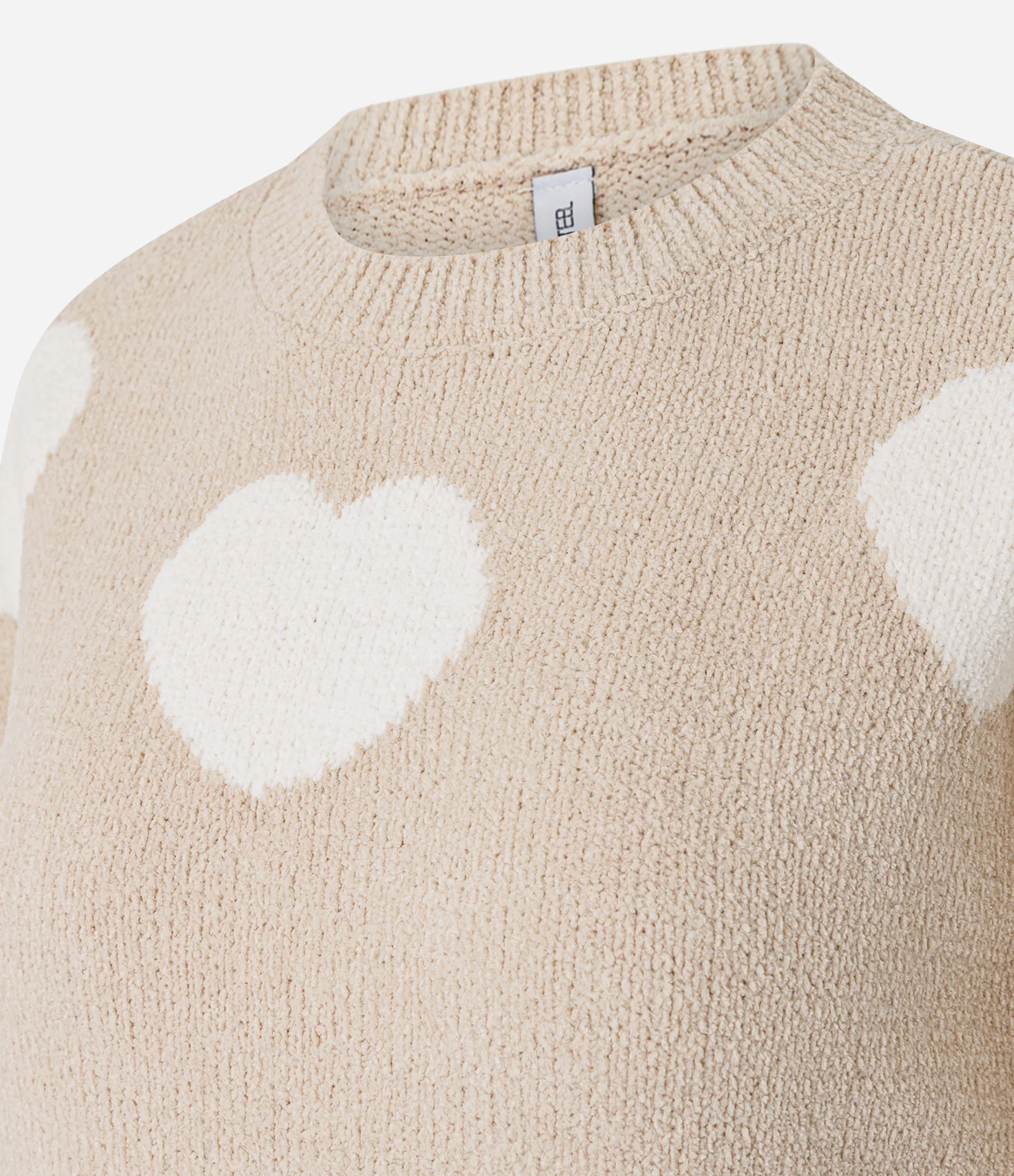 Suéter Slim em Tricô com Corações e Cava Deslocada Rosa 2