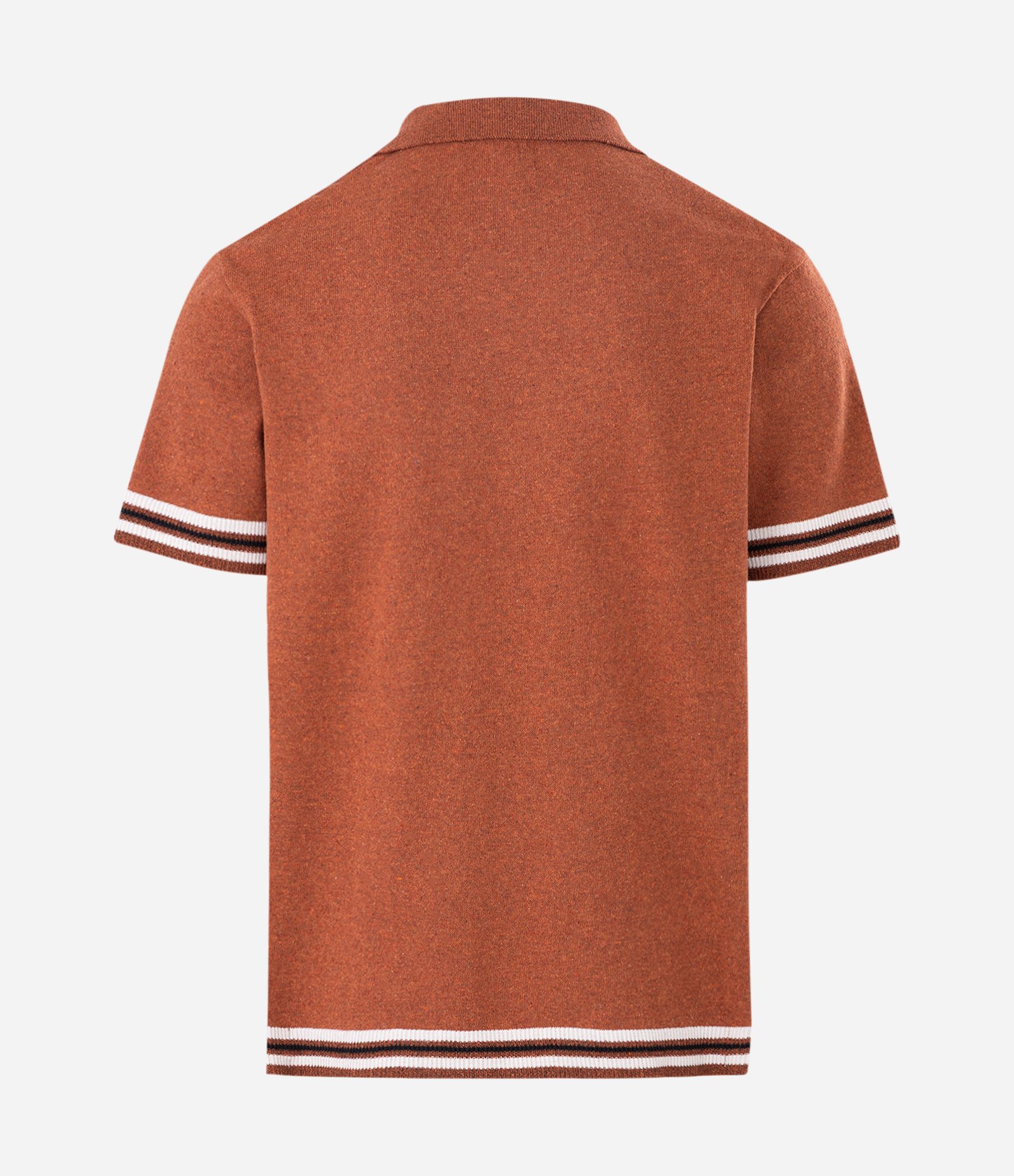 Camisa manga curta Jacquard Listra Jacquard com Barrado Regular Marrom 3