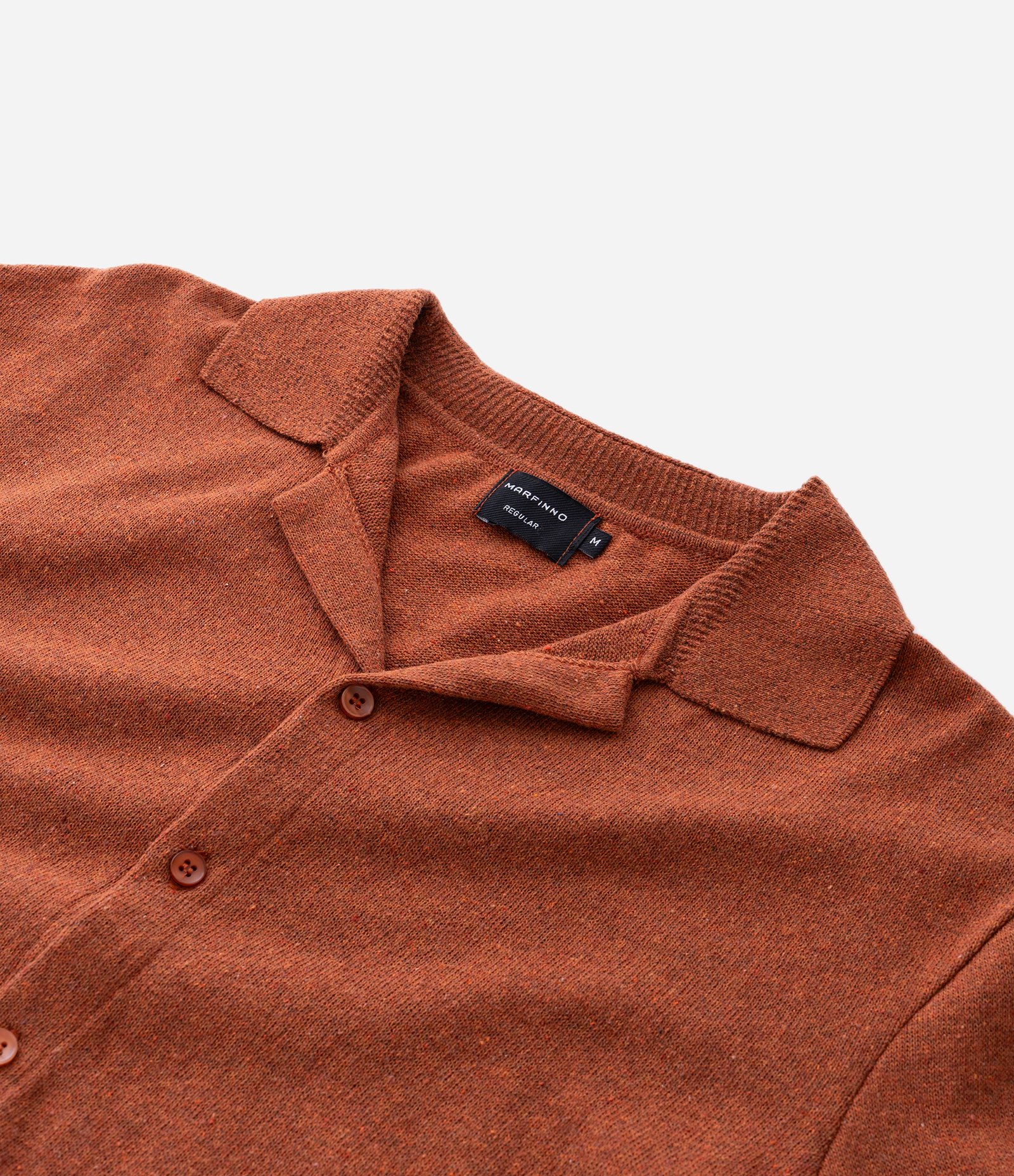 Camisa manga curta Jacquard Listra Jacquard com Barrado Regular Marrom 5