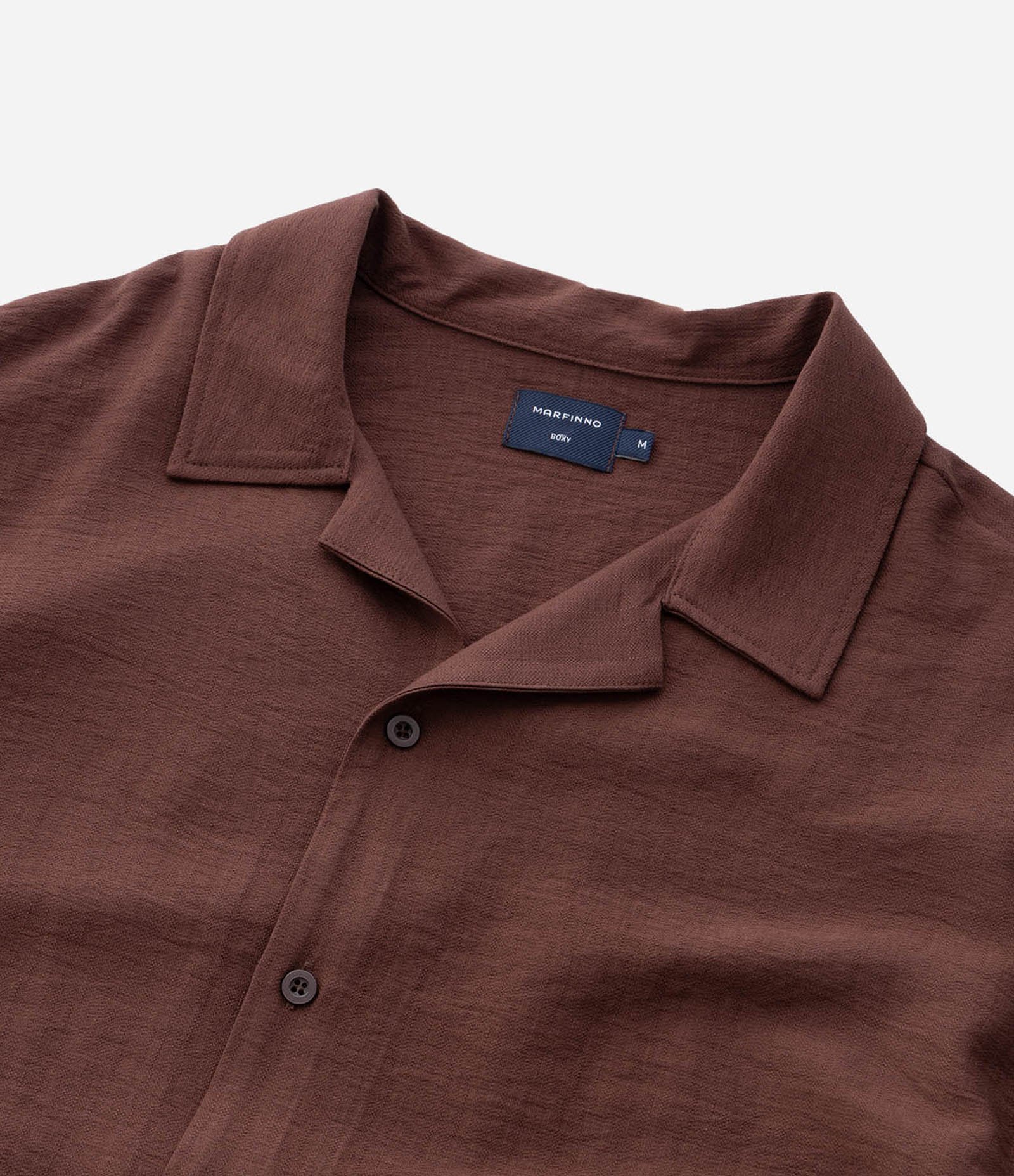 Camisa Boxy em Viscose com Textura bowling Marrom 5