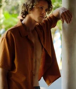 Camisa Boxy em Viscose com Textura bowling