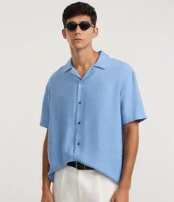 Camisa Boxy em Viscose com Textura bowling