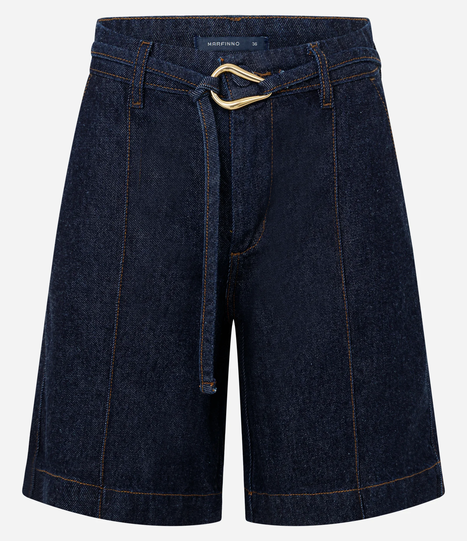 Bermuda Cintura Média em Jeans com Fivela DIferenciada Escuro 1