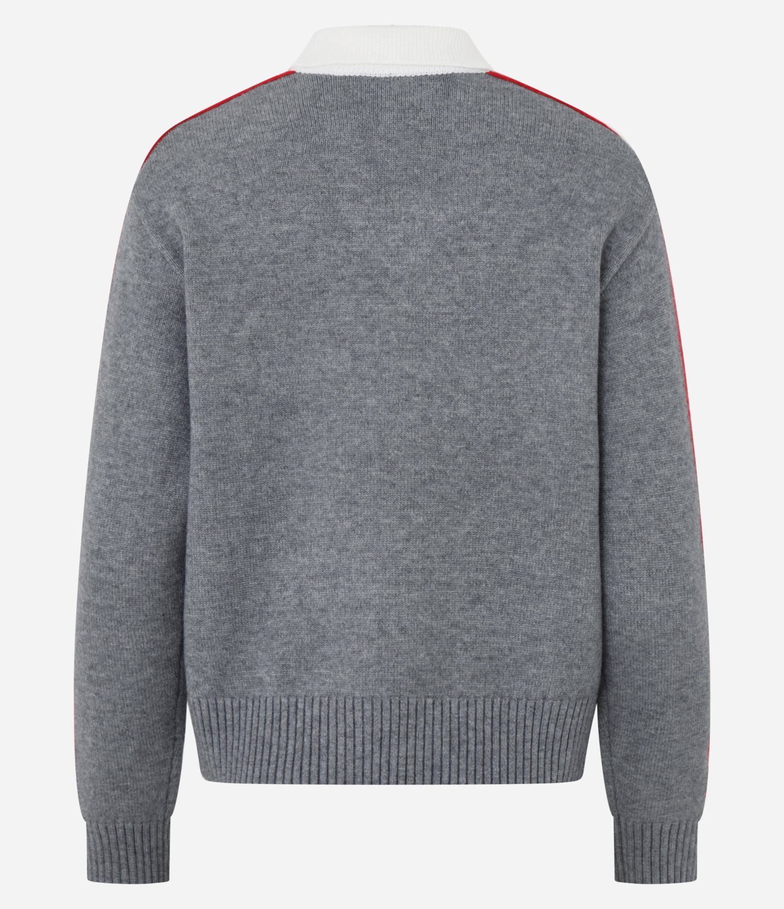 Suéter em Tricô com Gola Polo e Lettering Cinza 3